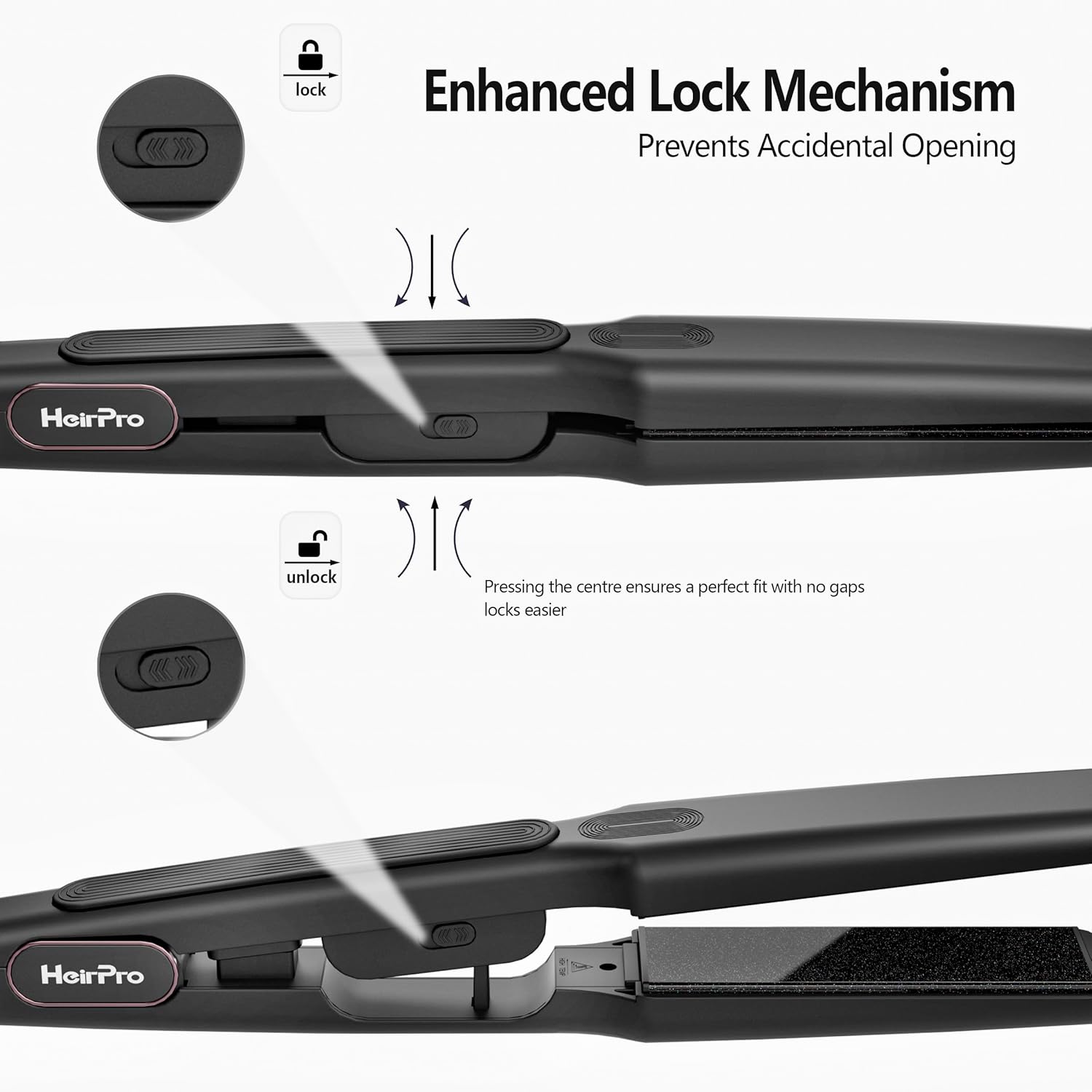 Ceramic Flat Iron Hair Straightener with 3D Floating Plate,Hair Iron Straightener with 15 Temps for Thick Hair | Ergonomic Silicone Handle | LCD Display | Dual Voltage (1 1/2 in) - Image 7