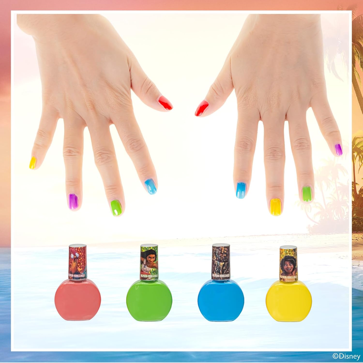 Townley Girl Moana 2 Non-Toxic Water-Based Peel Off Nail Polish Set with Glittery Shimmery Opaque Colors for Girls Kids Ages 3+ Perfect for Parties Spa Days Makeovers 18 Pcs - Image 5