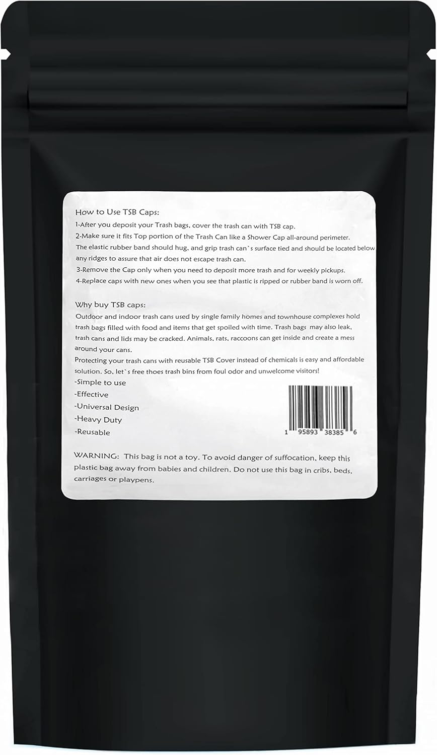 Trash Can Cover, Odor Eliminating Bag with Elastic Rubber Band, Eliminates Odor from Trash, Durable, Effective, Chemicals Free, 64 Gallon Size, 3 Covers - Image 4