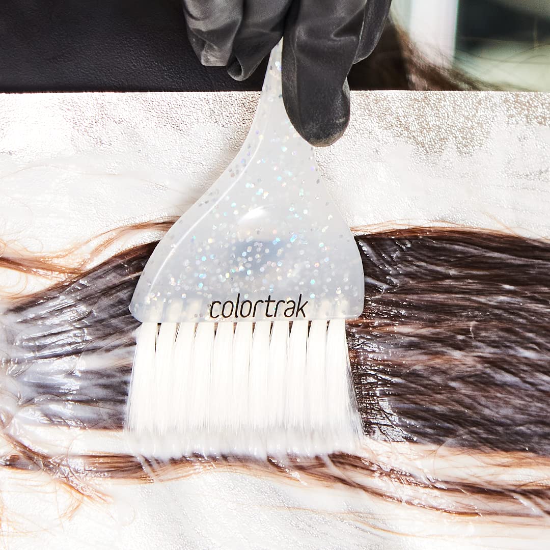 Colortrak 2 Piece Galaxy Glitter Hair Color Brushes, For Highlighting and Coloring Large Sections of Hair, 1 x 2.5 Inch Wide Brush with Soft Bristles, 1 x 3 inch Extra Wide Brush with Stiff Bristles - Image 8