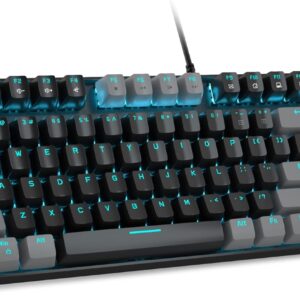 MageGee 75% Mechanical Gaming Keyboard, Red Switch, LED Blue Backlit, 87 Keys Compact TKL Wired Computer Keyboards for Windows Laptop PC Gamer - Black/Grey