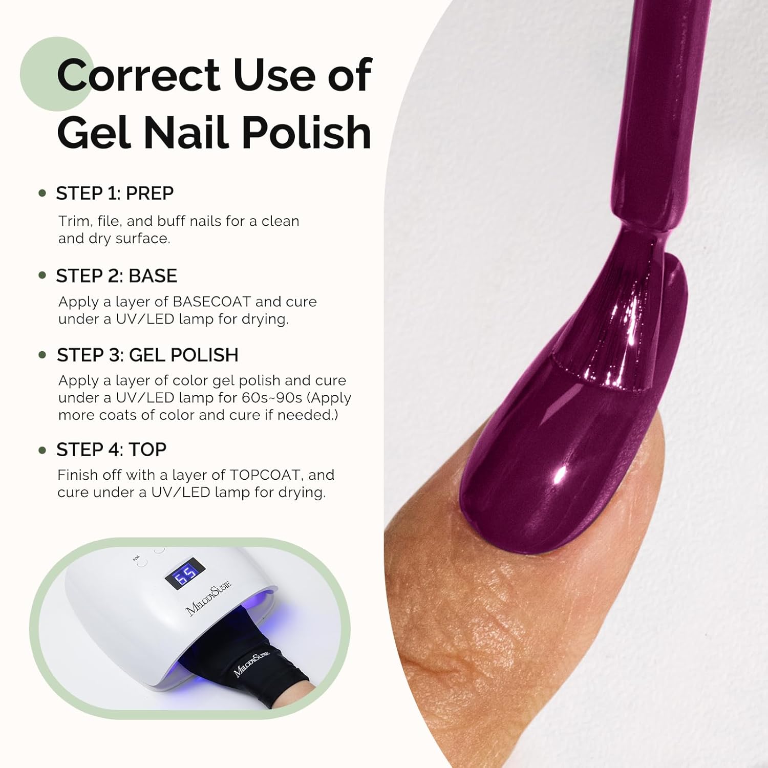 MelodySusie Hema Free Gel Nail Polish, 0.5 Fl Oz Thick Dark Purple Gel Polish, Non Toxic, Long Lasting, Soak Off UV Nail Polish, Manicure Nail Design Salon DIY Nail Art at Home 065 - Image 5