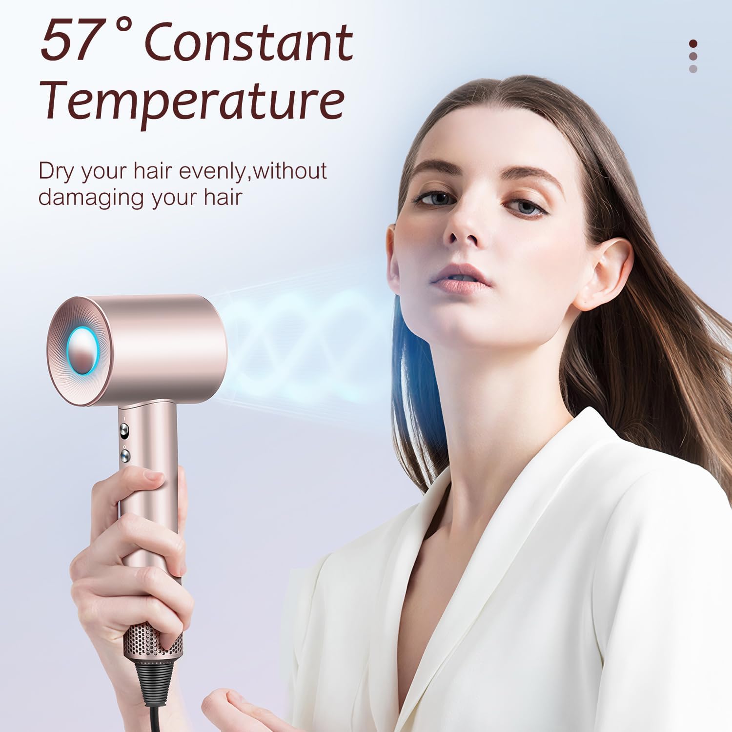 Brushless Powerful Hair Dryer, 1600W 110,000 RPM Fast Drying High Speed Blow Dryer with Negative Ion Technology, Portable Lightweight with Diffuser and Nozzle for Home Salon Travel, Pink - Image 3