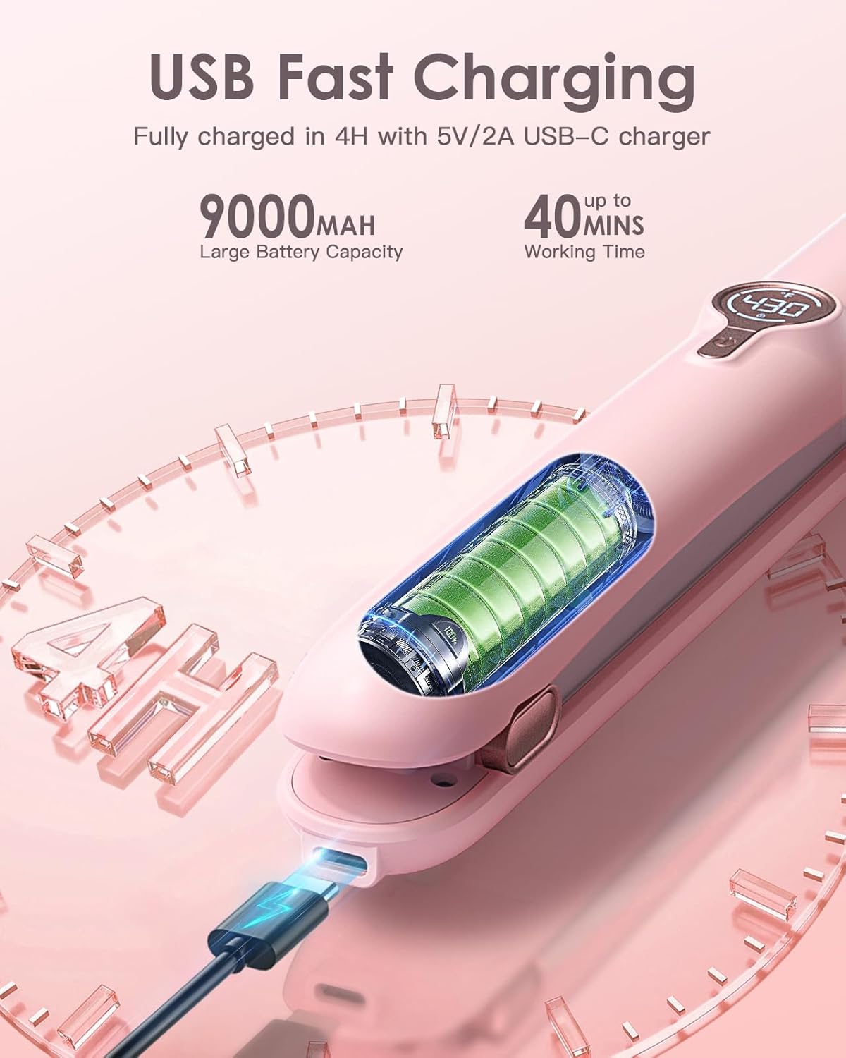 Cordless Hair Straightener and Curler,ZAVAREA Portable Hair Straightener for Travel,Ceramic Cordless Flat Iron for Women,Wireless Straightener 2 in 1,with 9000mAh Battery,5 Temps,USB Rechargeable - Image 2