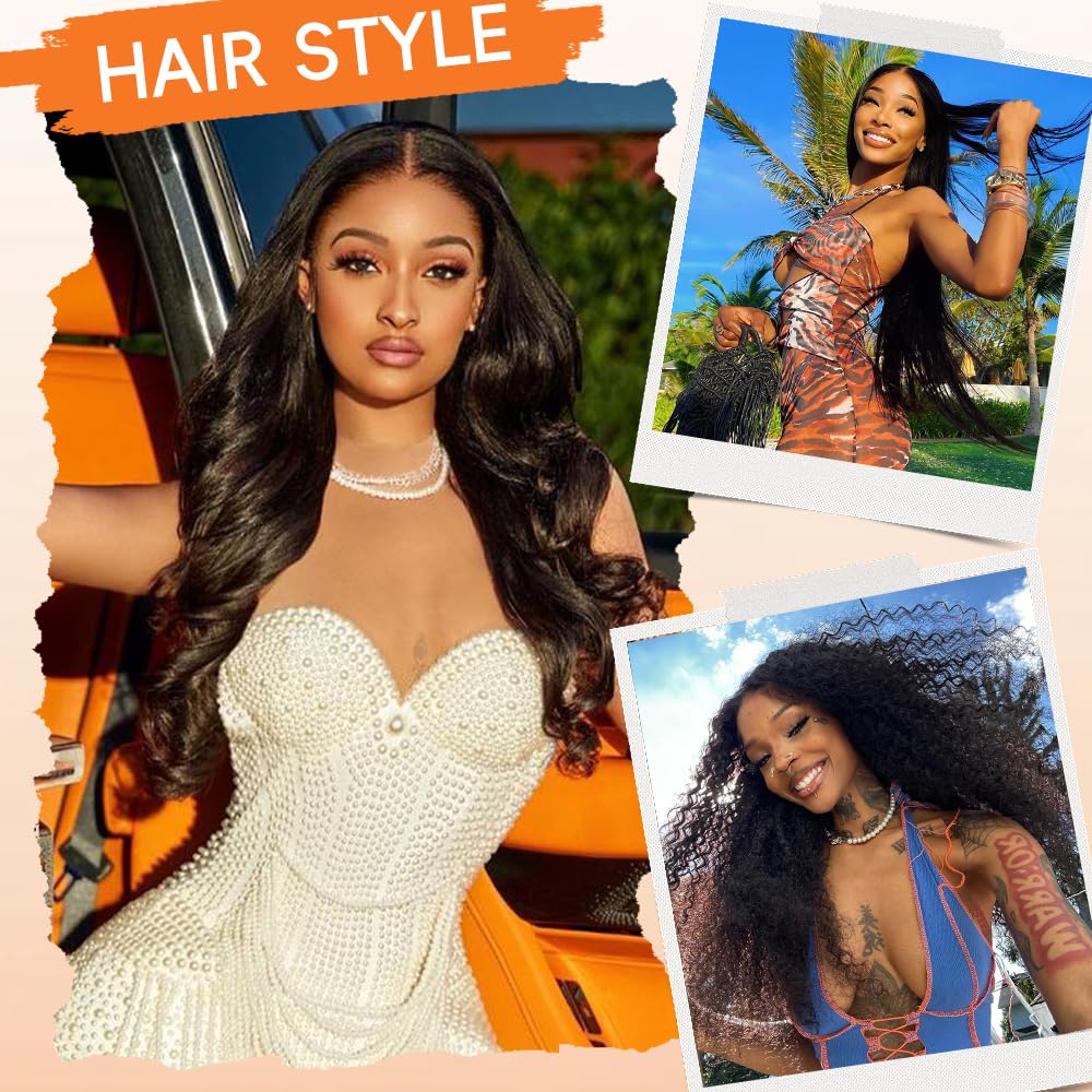 28 Inch Body Wave Lace Front Wigs Human Hair Pre Plucked 13x6 HD Lace Frontal Wigs Brazilian Virgin Human Hair 200 Density Glueless Body Wave wig with Baby Hair Natural Black - Image 2