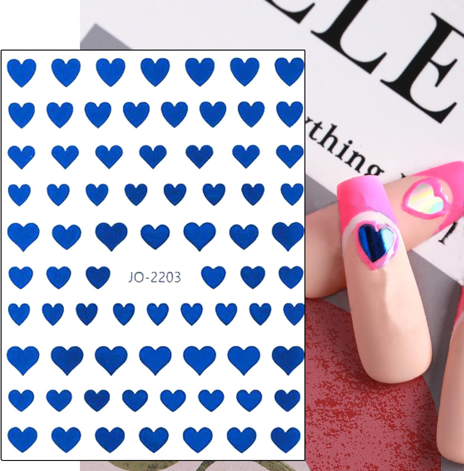7 Sheets Blue 3D Nail Art Stickers Geometry Butterflies Letters for Manicure - Image 4