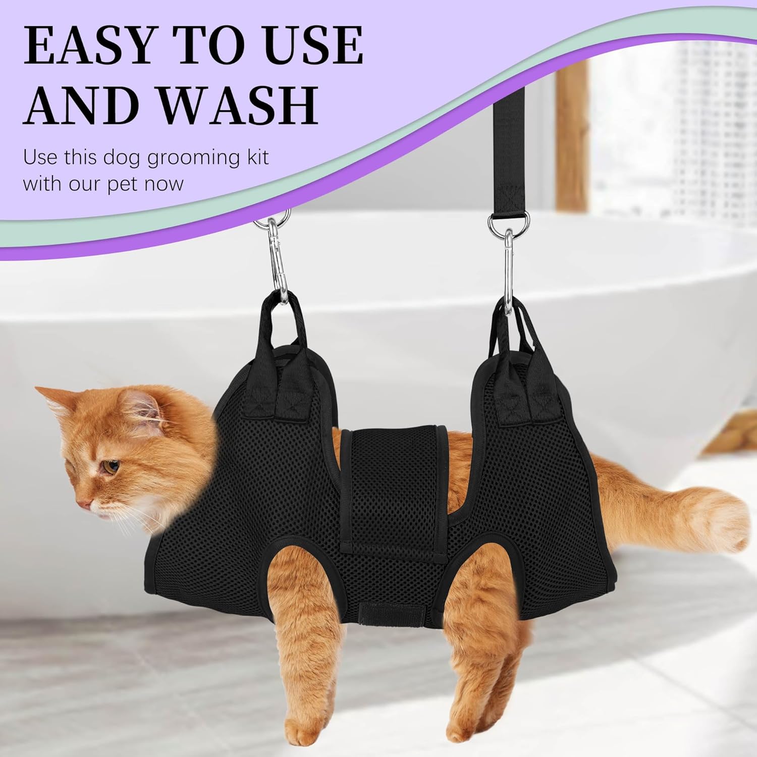 PatiencET Cat Grooming Hammock Pet Hammock Cat Nail Clipper Hammock for Nail Trimming Dog Sling for Nail Clipping Dog Hanging Harness (Black XS) - Image 7