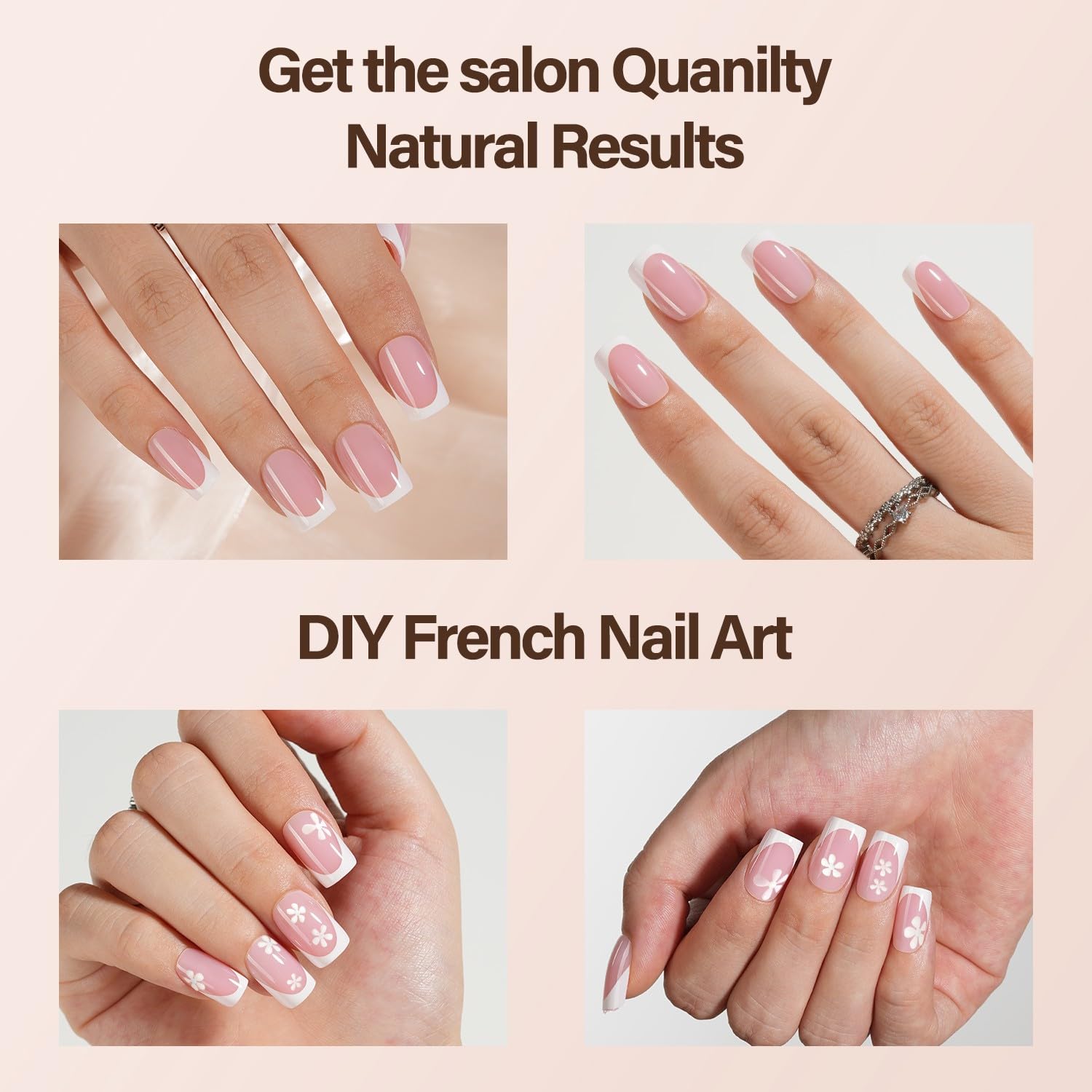 Vansiho 150pcs Short Square French Tip Soft Gel Press On Nails, 15 Sizes for DIY - Image 4
