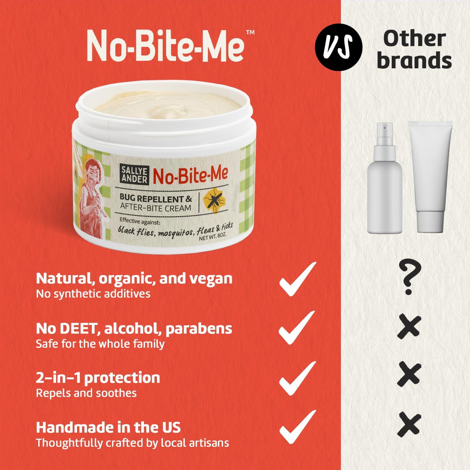 SALLYEANDER No Bite Me All-Natural Bug & Insect Repellent - Anti Itch Cream - 8 oz - Safe for Kids and Infants - Repels Mosquitoes, Black Flies, Fleas, and Ticks - Image 5