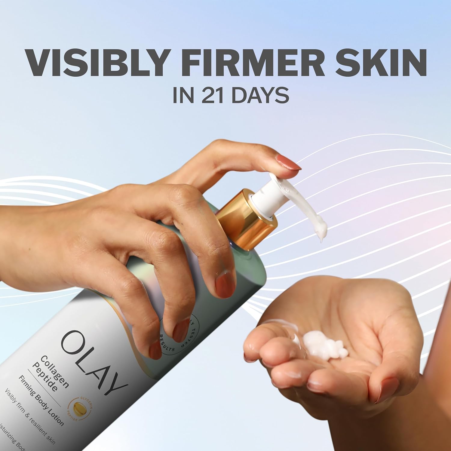 Olay Body Lotion for Women, Firming with Collagen Peptides Serum, Visibly Firmer Skin, 24hr Moisture & Hydration, Fast Absorbing Formula, Vitamin B3 Complex, For All Skin Types, 17 fl oz - Image 3