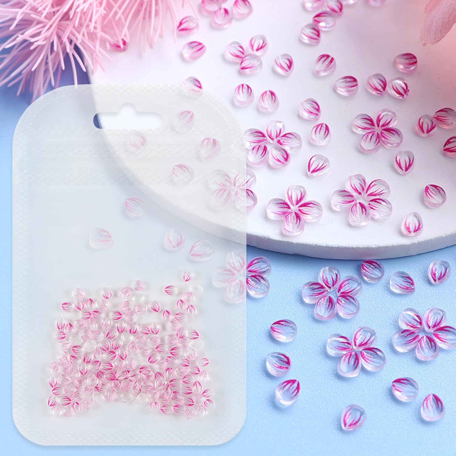 Flowers Nail Charms 3D Resin Clear Petals Charms for Acrylic Nails Floral Nail Art Charms Spring Summer Nail Supplies for Women DIY Nail Decorations Accessories (150 pcs) - Image 3