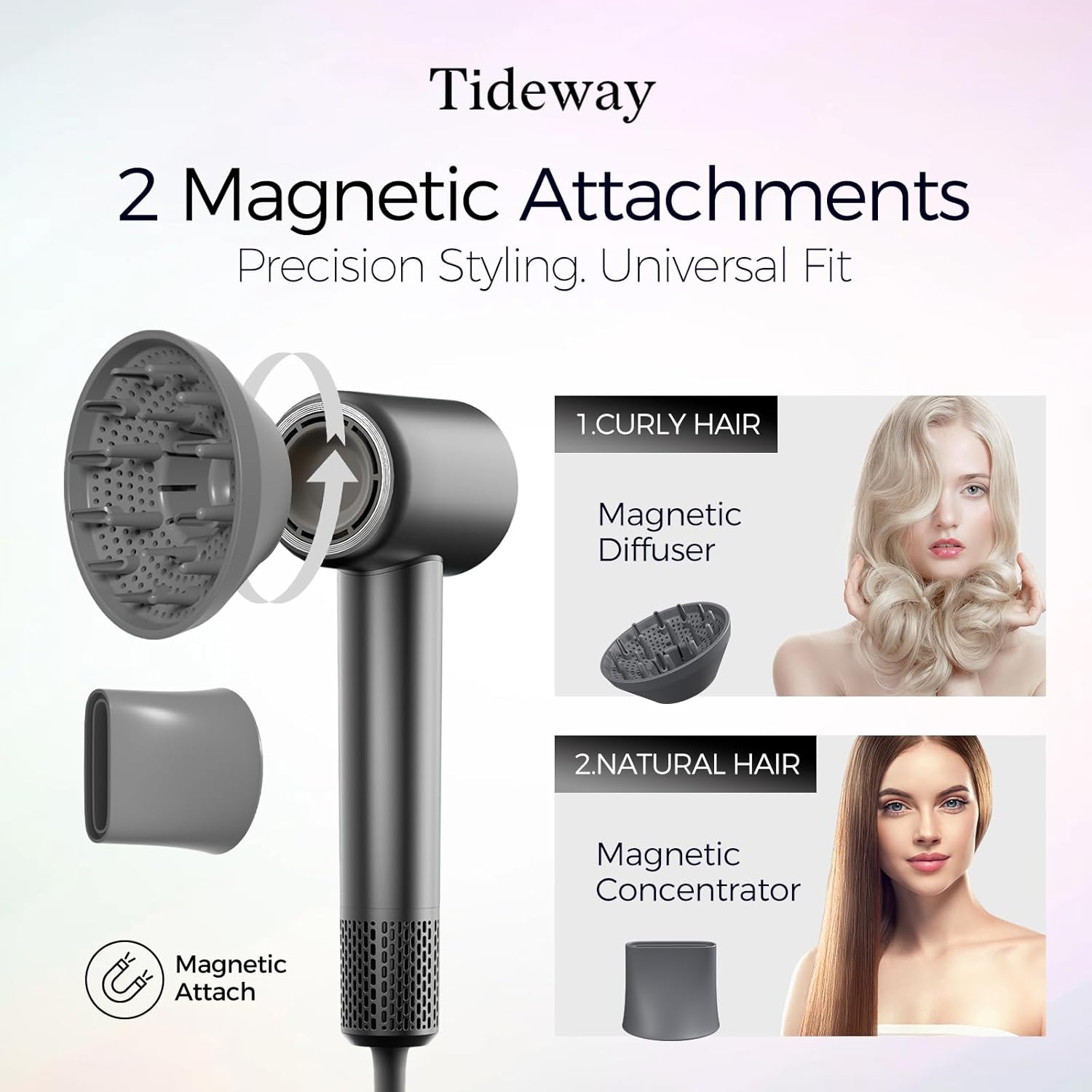 Tideway H11 Professional Hair Dryer 110000 RPM Lightweight Low Noise with Smart Temp Control and Magnetic Nozzle (Black) - Image 8