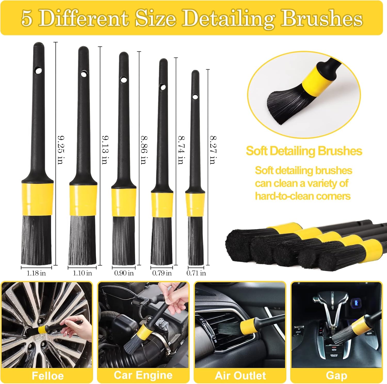 27Pcs Car Detailing Kit, Car Detailing Brush Set, Auto Detailing Drill Brush Set, Car Detailing Brushes, Car Wash Kit, Car Accessories, Car Cleaning Tools Kit for Interior, Exterior, Wheels - Image 3