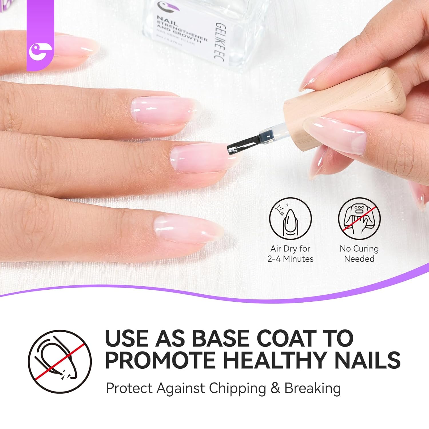 Gelike EC Ridge Filler Nail Strengthener: Extra Strong Nail Hardener for Damaged Nails & Growth Treatment for splitting nails - Organic, Vegan, Cruelty Free for Daily Home Salon - Image 8