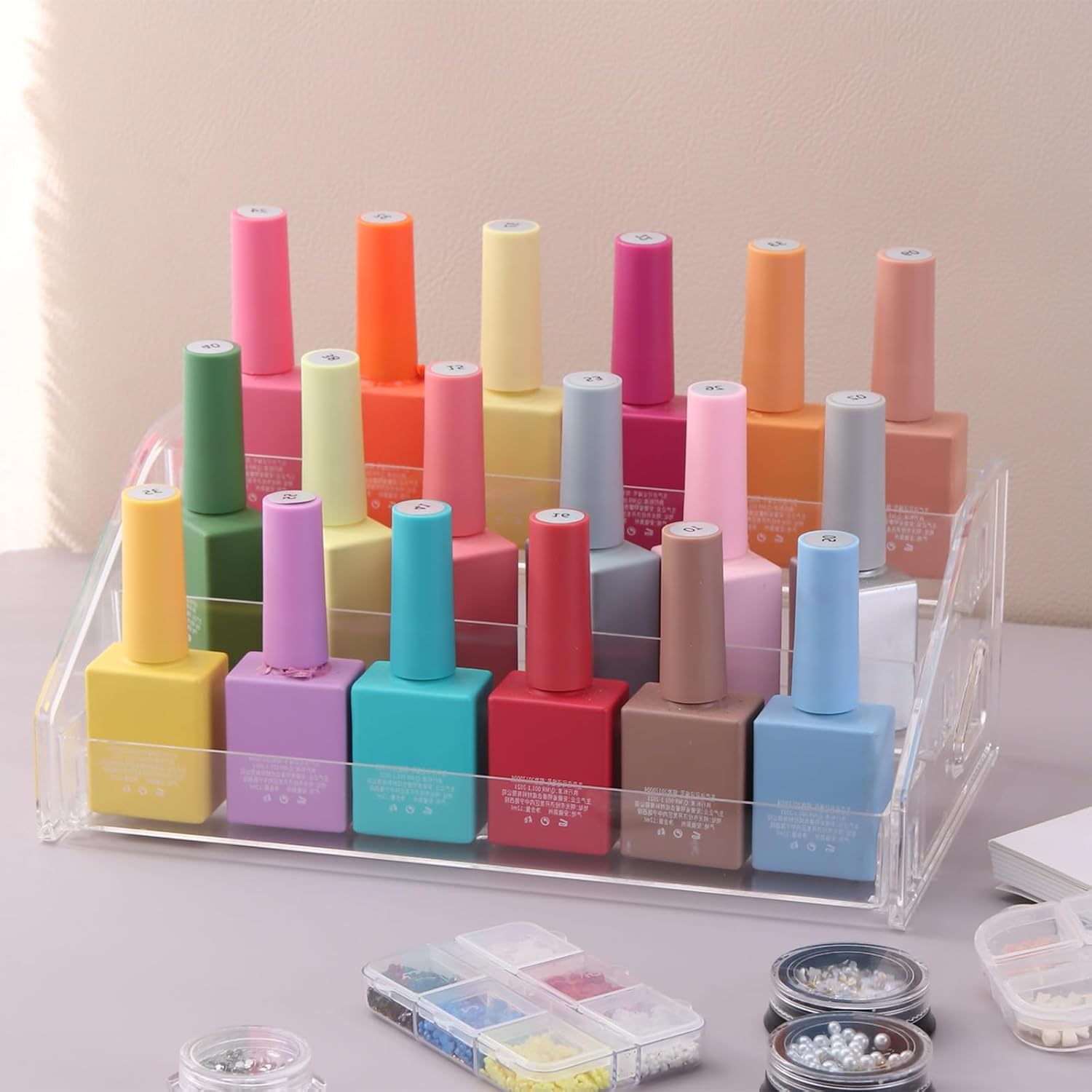 3-Layer Clear Acrylic Nail Polish Organizer and Eyeglasses Display Stand - Image 2