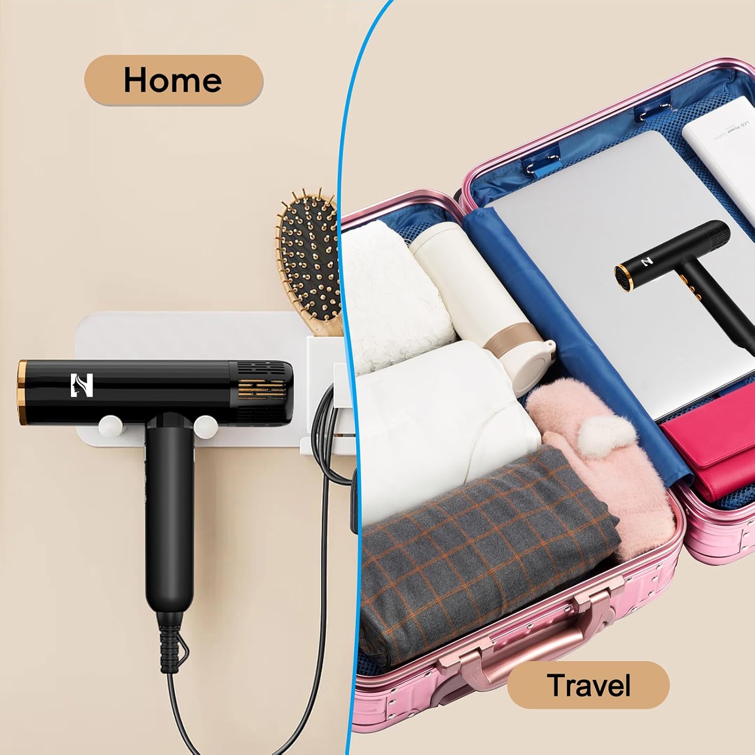 Nicebay Hair Dryer, Ionic Blow Dryer with Diffuser, 1600W &110000RPM High-Speed Brushless Motor for Fast Drying, Lock Function, Constant Temperature, Lightweight - Image 8