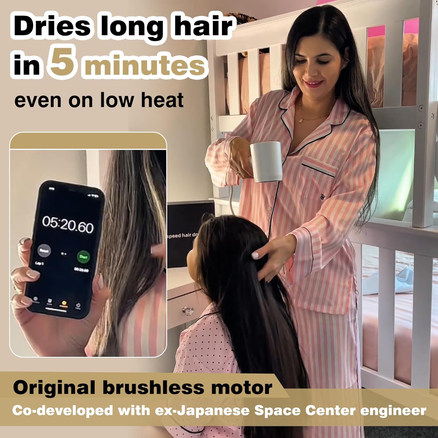 Hair Dryer Blow Dryer Women Air Diffuser Ionic Supersonic Quiet Professional High Speed Negative Ion Fast Drying - Image 3
