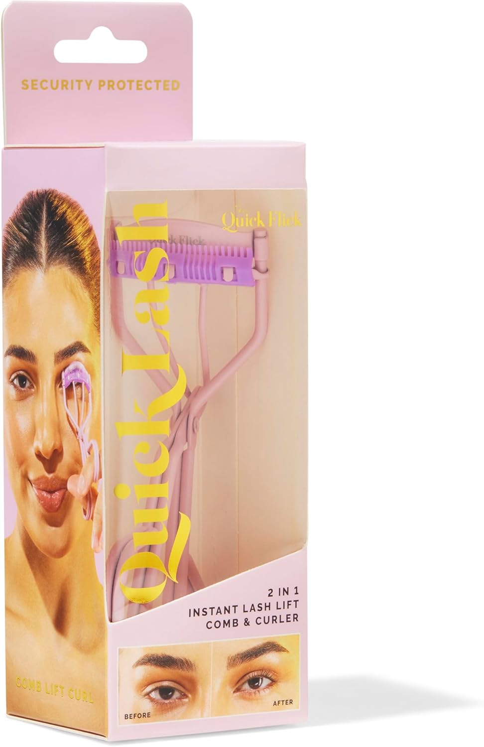 THE QUICK FLICK Eyelash Curler, Stainless Steel Eyelash Curlers with Comb, Safe & Gentle on All Eye Shapes, Pink Eyelash Curler for Separated & Curled Lashes, Travel-Friendly Eyelashes Curler - Image 6