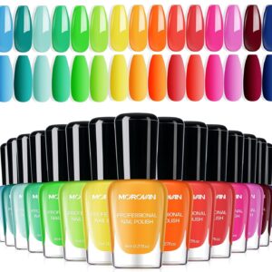 Morovan Neon Nail Polish Set: Rainbow Quick Dry 15 Vibrant Colors Fingernail Polish Regular Nail Polish Kit Finger Nail Polish Pack Spring Summer Gifts for Women