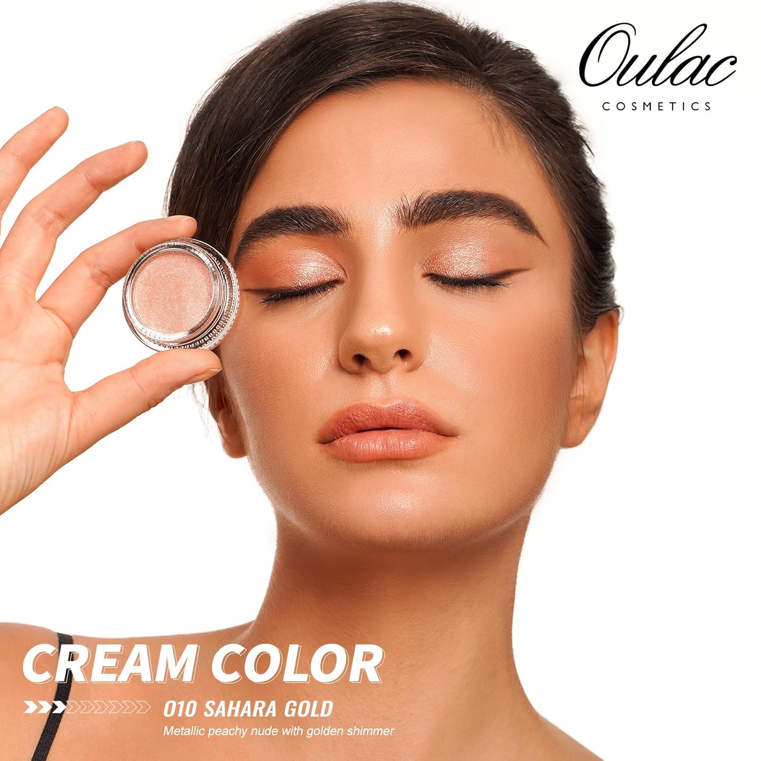 Oulac Nude Gold Cream Eyeshadow also for Highlighter Highly Pigmented Eye Shadow Waterproof&Long Lasting with Moisturizing Formula Blendable Shimmer Eye Make-up,Vegan & Cruelty-Free, 6g O10 - Image 7