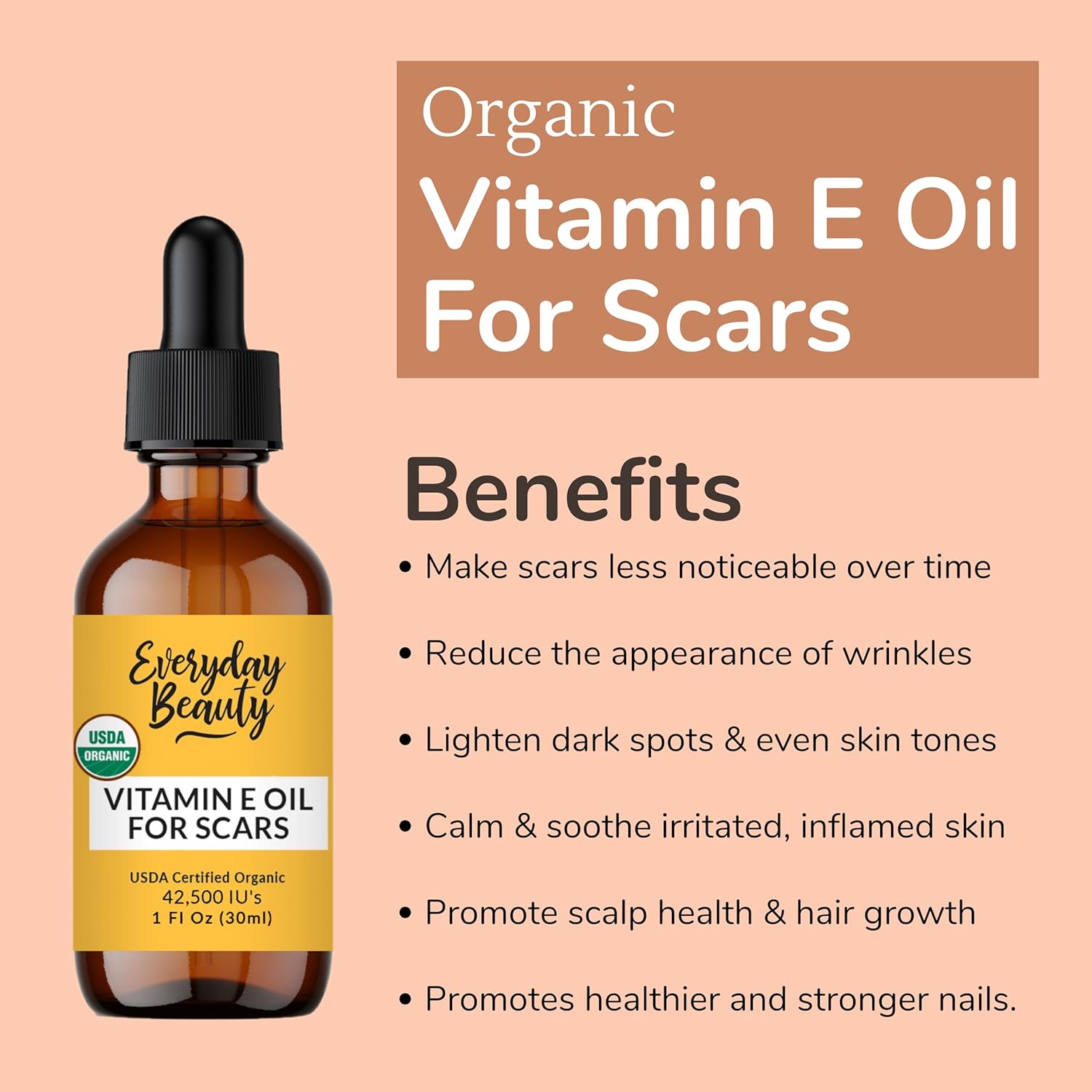 Organic Vitamin E Oil 1oz Natural Vegan Moisturizer for Skin and Face Scars - Image 4