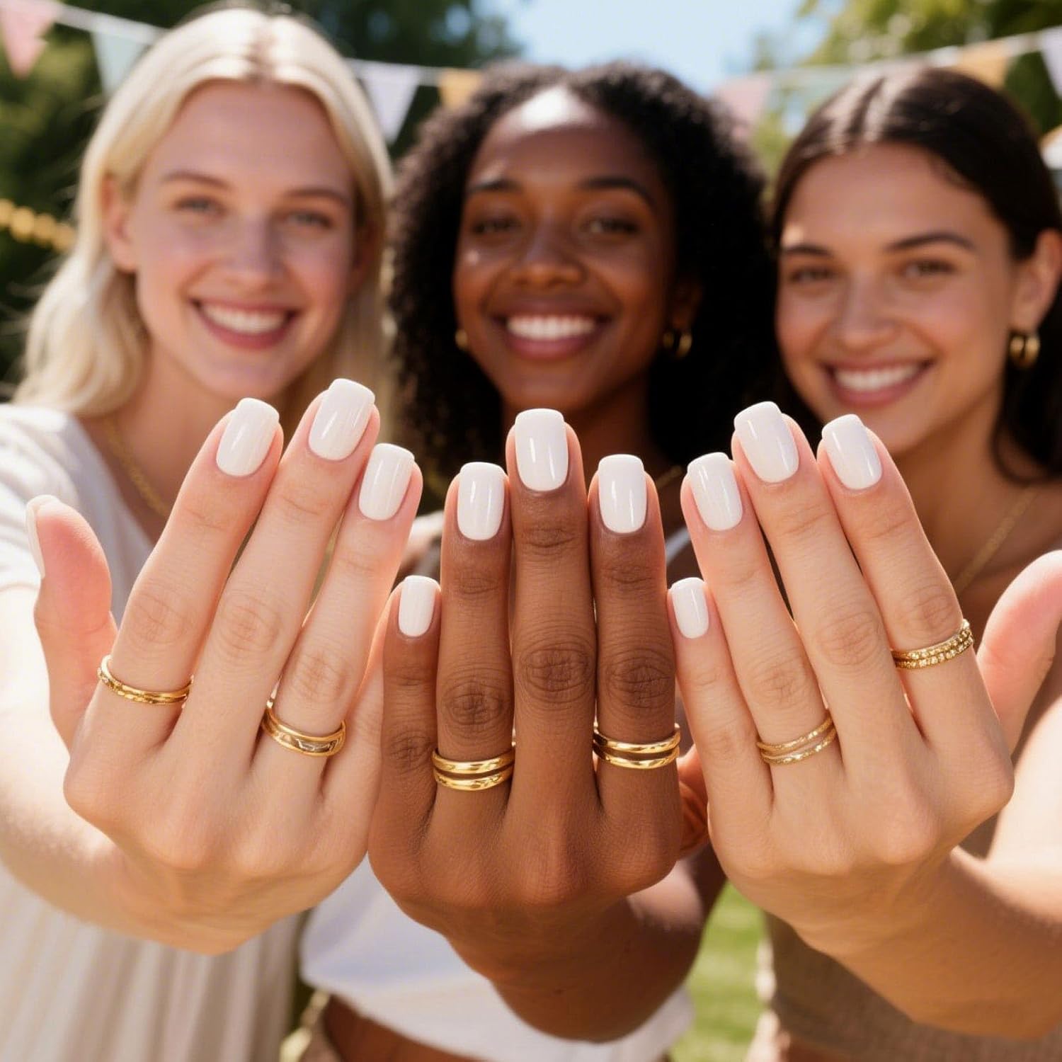 White Press on Nails Short - Soft Gel Square Press on Nails for Women Gift, Fit Perfectly & Natural Stick on Nails with Glue in 16 Sizes - 32 Reusable Fake Nails, Classic White - Image 7