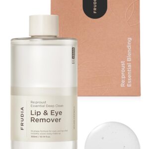 FRUDIA WELCOS Re:proust Essential Deep Clean Lip & Eye Remover | Bi Phase Vegan Lip & Eye Makeup Remover | Mascara Lipstick Remover | Korean Makeup Remover | Organic Gentle Makeup Remover 10.14 fl oz