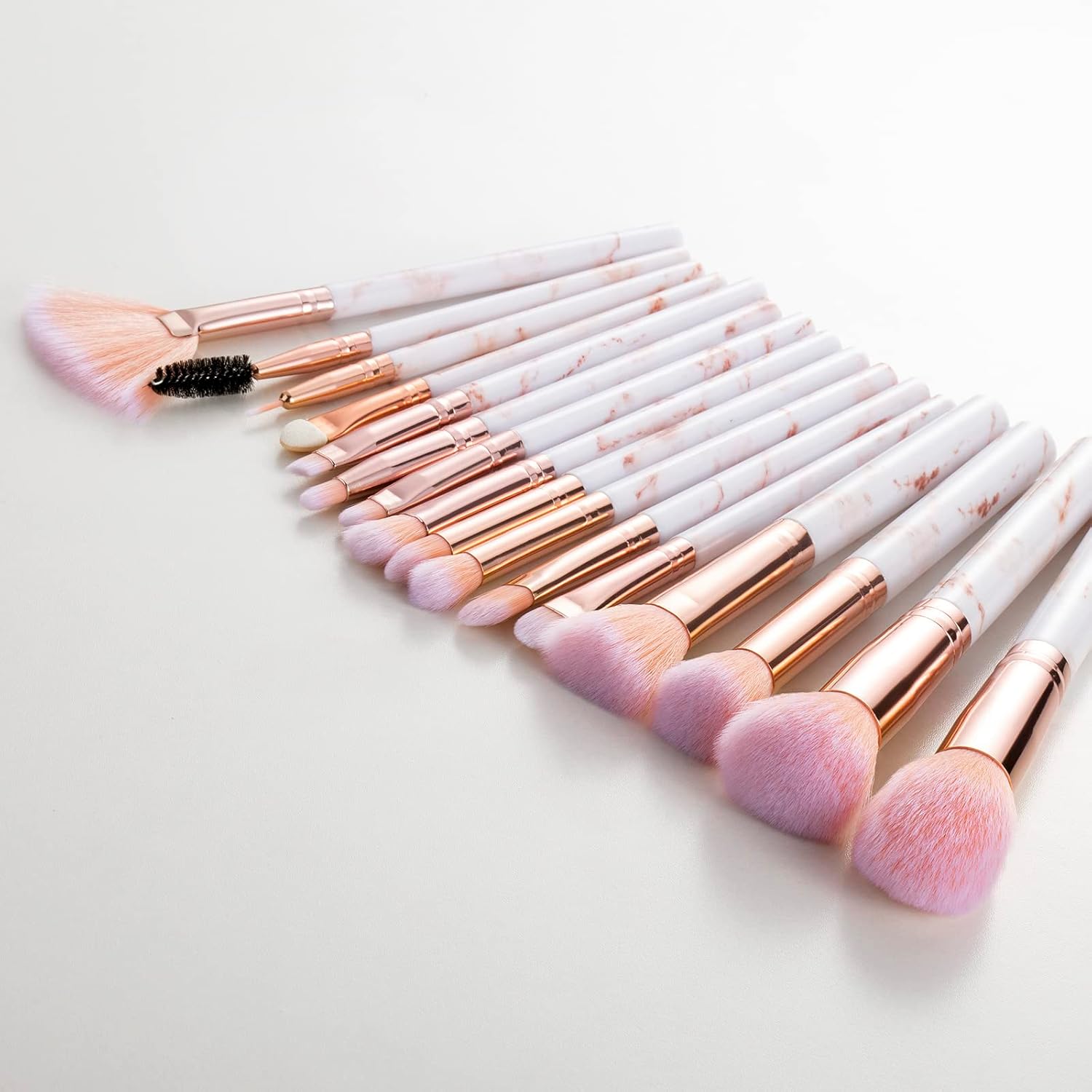 16PCs Marble Makeup Brushes Set Premium Synthetic Face Eye Lip Make Up Brush Kits for Foundation, Powder,Eyeshadow,Eyebrow,Eyelash,Eyeliner,Blending,Concealer,Contour,Highlight - Image 2