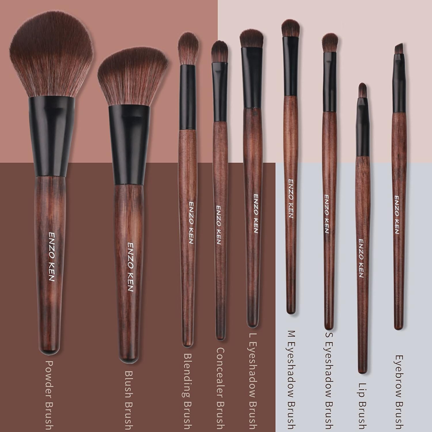 Bamboo Makeup Brushes Set Professional, Sable Makeup Brush Set with Case by Luxury ENZO KEN, Cosmetic Brushes Makeup Set, Make up Brushes Set Professional, Natural Hair Makeup Brush Set Professional. - Image 5