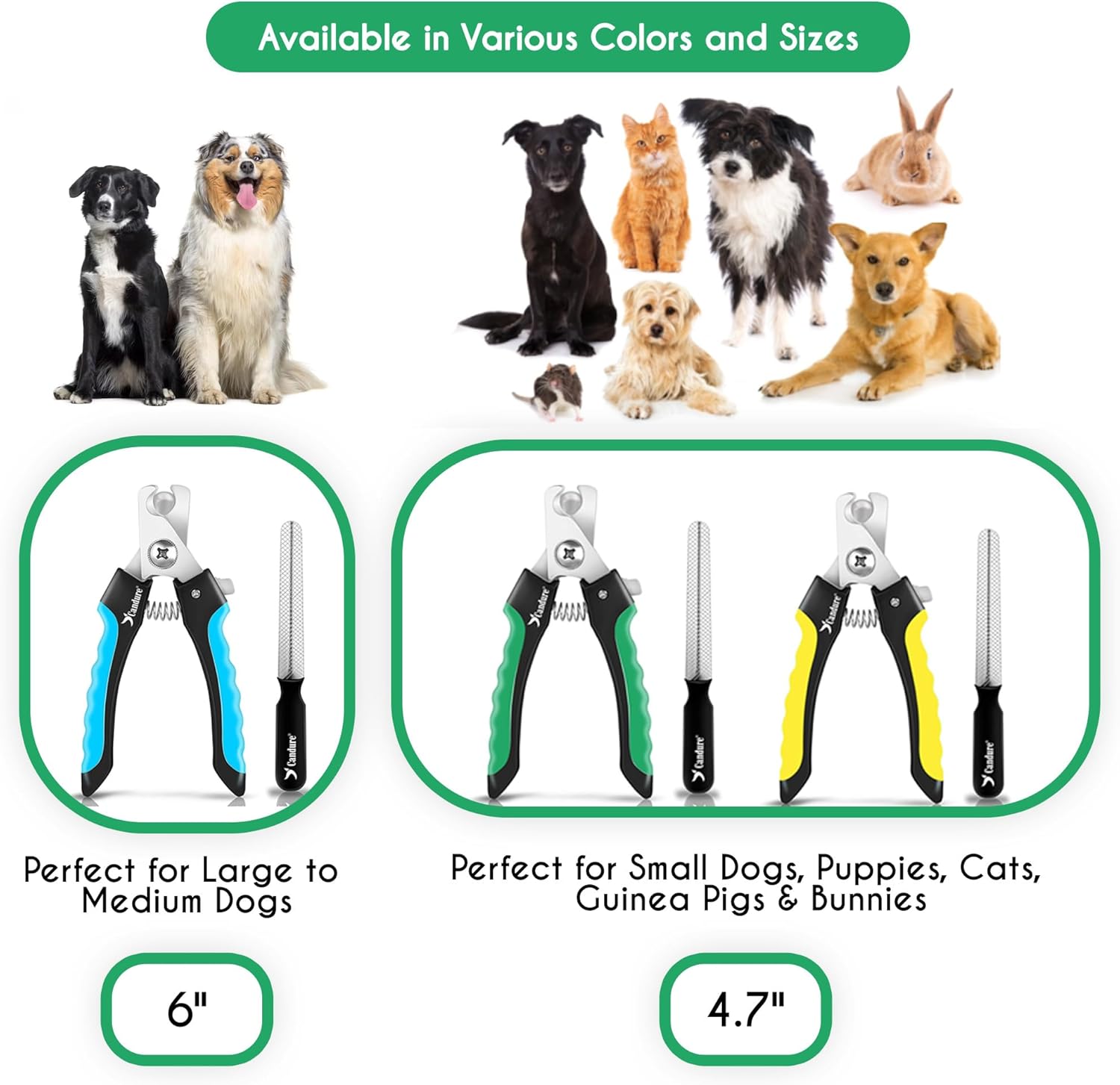 Candure Dog Nail Clippers Professional Pet Nail Clipper Suitable for Cats, Rabbits and Guinea Pigs - Safety Lock/Protective Guard to Avoid Over Cutting (Green, Medium to Small) - Image 5