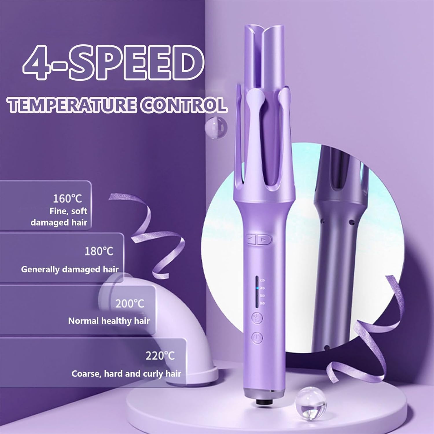 Adagio Hair Curler Device, Adagio Auto Curler, Adagio Auto Hair Curler, Adagio Autocurler, Adagio California Auto Curler, Automatic Curling Iron with 4 Temperature & 3 Timer-P - Image 3