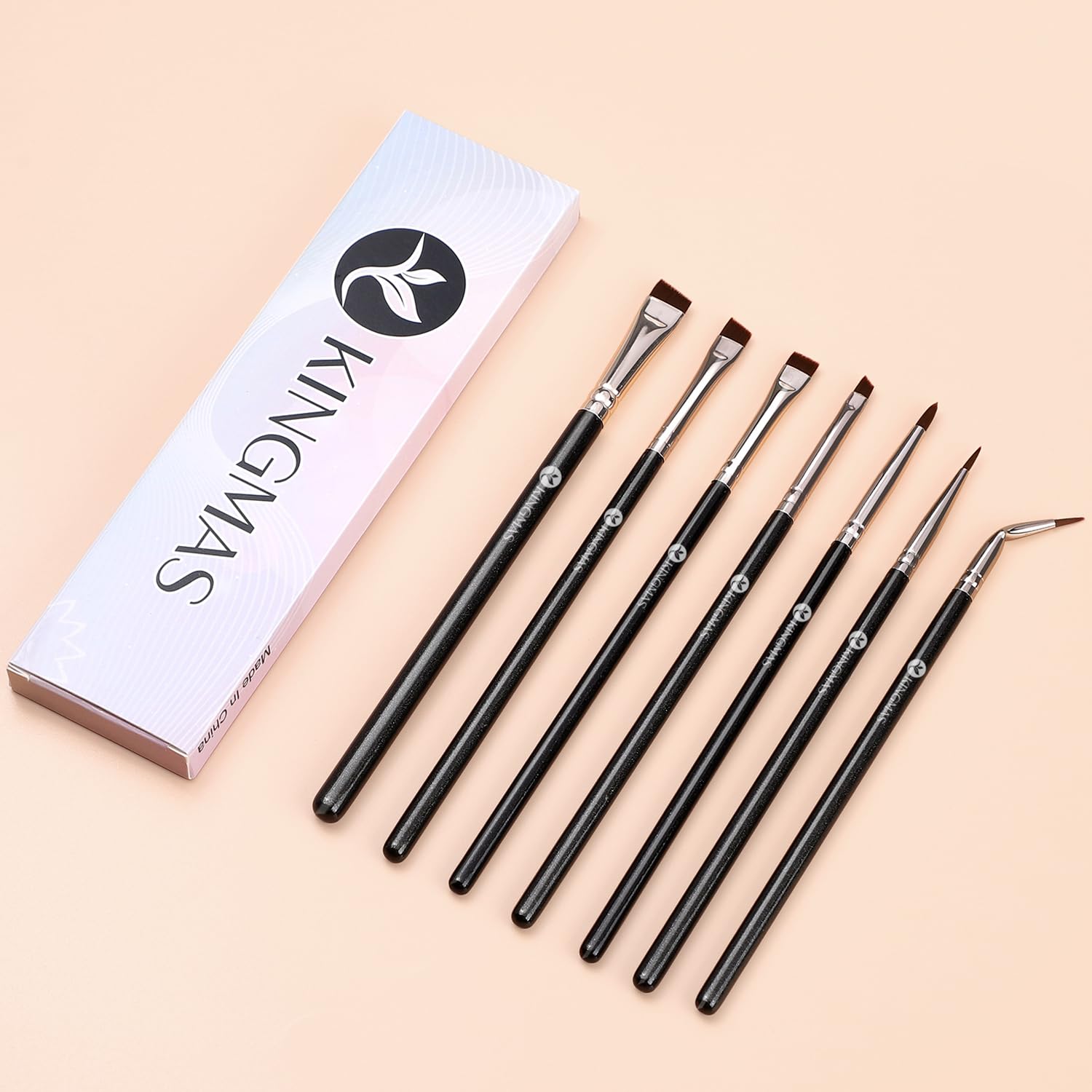 KINGMAS 7pcs Eyeliner Brush Set, Angled Flat Gel Eye Liner Makeup Brushes, Ultra Thin Liner Brush, Fine Point Eyeliner Brushes for Women Girls - Image 7