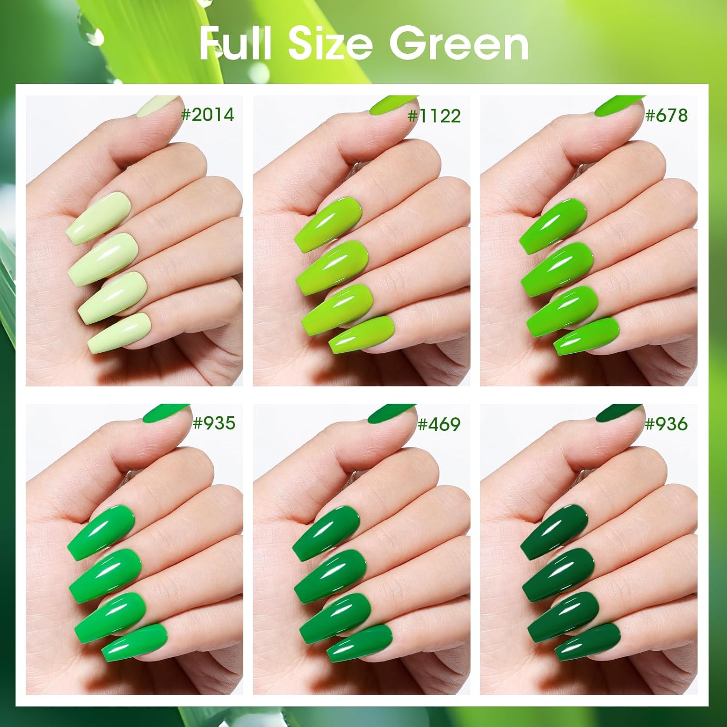 GELLEN Green Regular Nail Polish Non Gel, Fast Air Drying Full Size Green Nail Polish No UV Light Needed Spring Summer Dark Light Grass Forest Jungle 6 Colors Set for Women Manicure St. Patrick's Day - Image 2