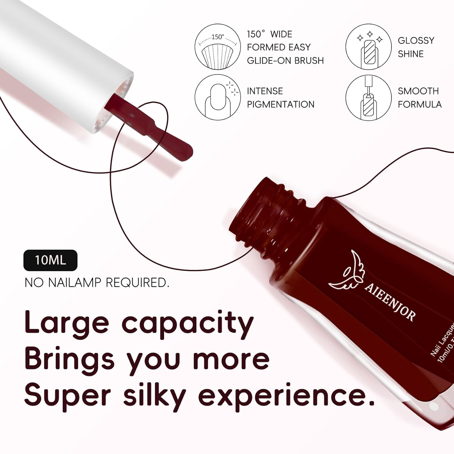 Red Brown Nail Polish, Quick Dry Nail Polish, No UV Lamp Needed, Streak Free, Long- Last Fingernail Polish for Nail Manicure Salon DIY Nail Art, 0.35 fl oz - Image 5