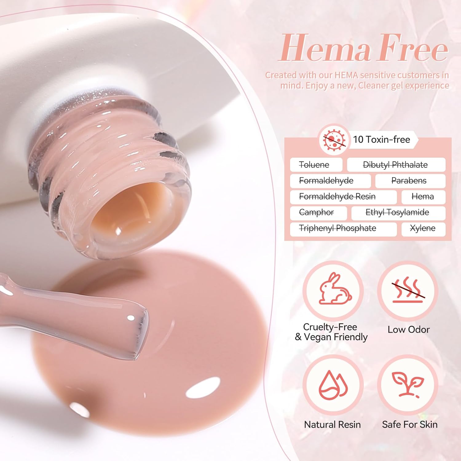 BORN PRETTY Jelly Gel Nail Polish Jelly Nude Gel Polish Sheer Translucent Skin Stone Natural Soak Off Hema-Free Gel Polish Nail Art DIY 15ML - Image 8