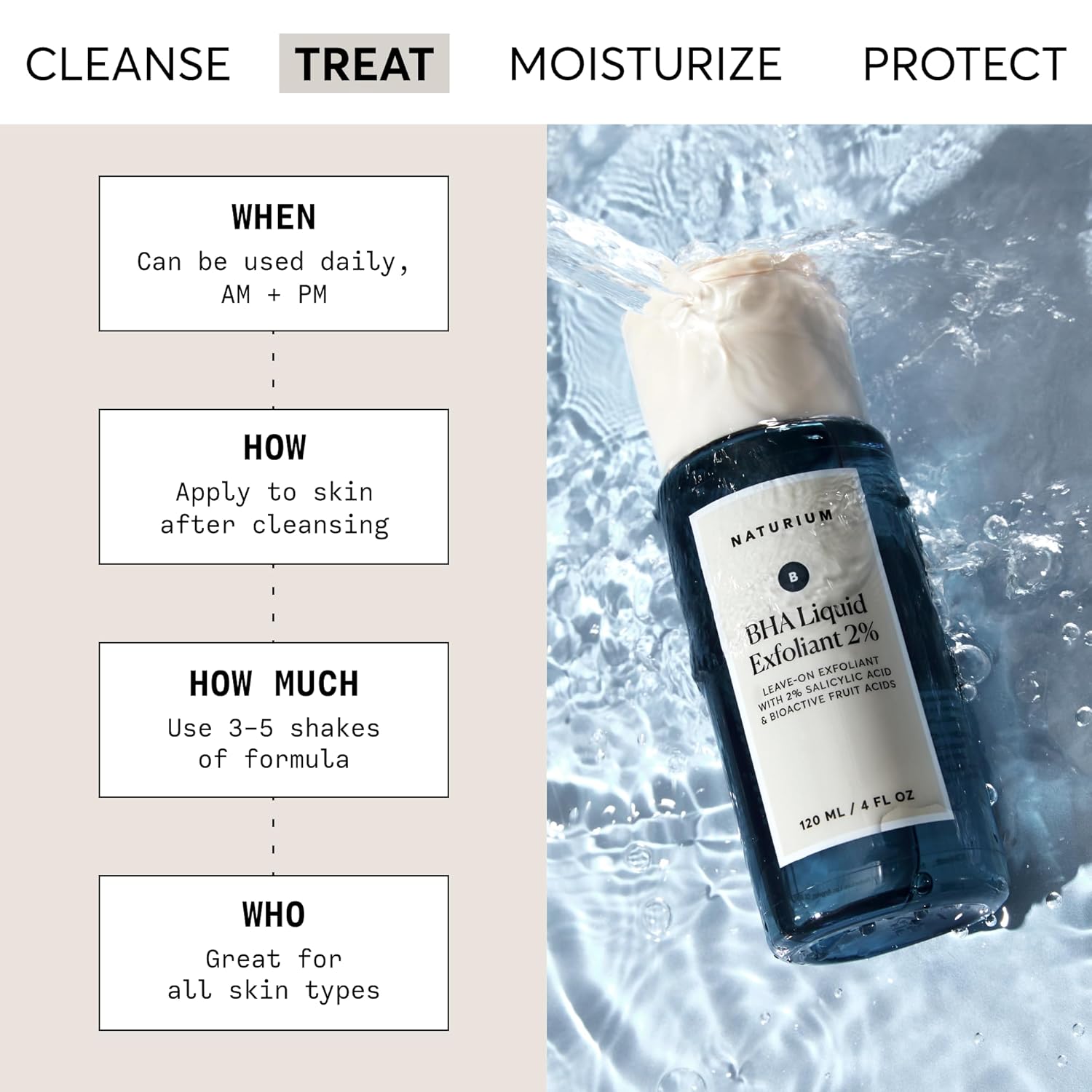 Naturium BHA Liquid Exfoliant 2%, Leave-on Face & Skin Care Exfoliating Pore Treatment, with Salicylic Acid & Bioactive Fruit Acids, Packaging May Vary, 4 oz - Image 2