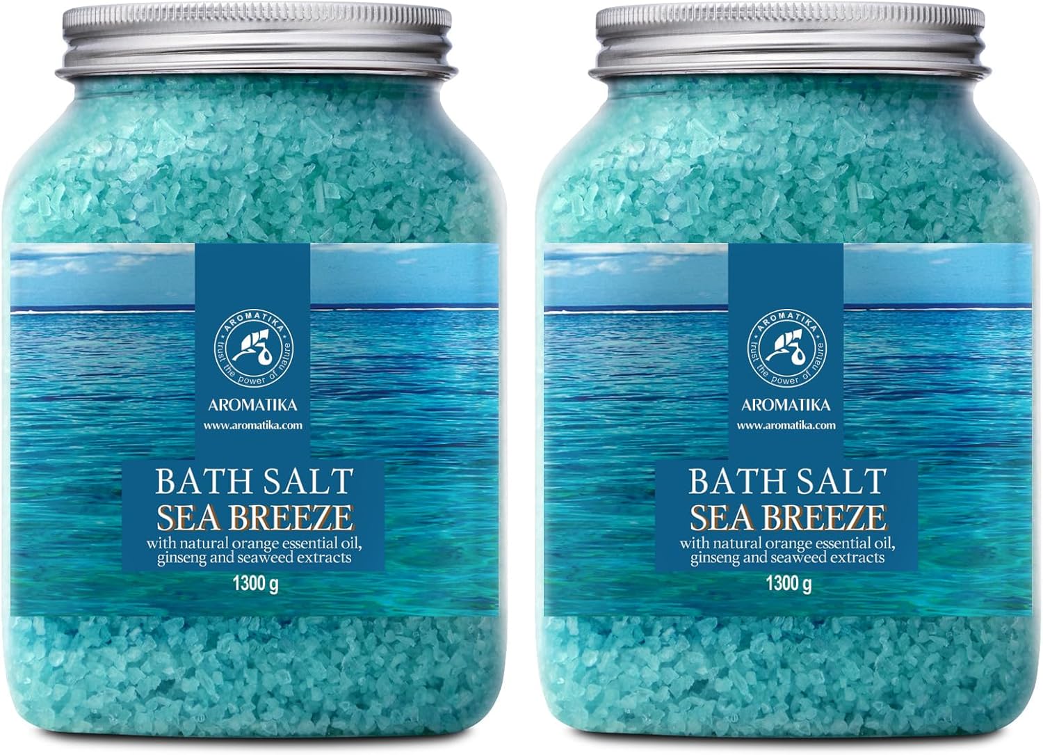 Bath Sea Salt Set 2X 46 Oz - Sea Breeze Salt - Natural Bath Sea Salts - Best for Relaxing - Calming - Body Care - Beauty - Aromatherapy