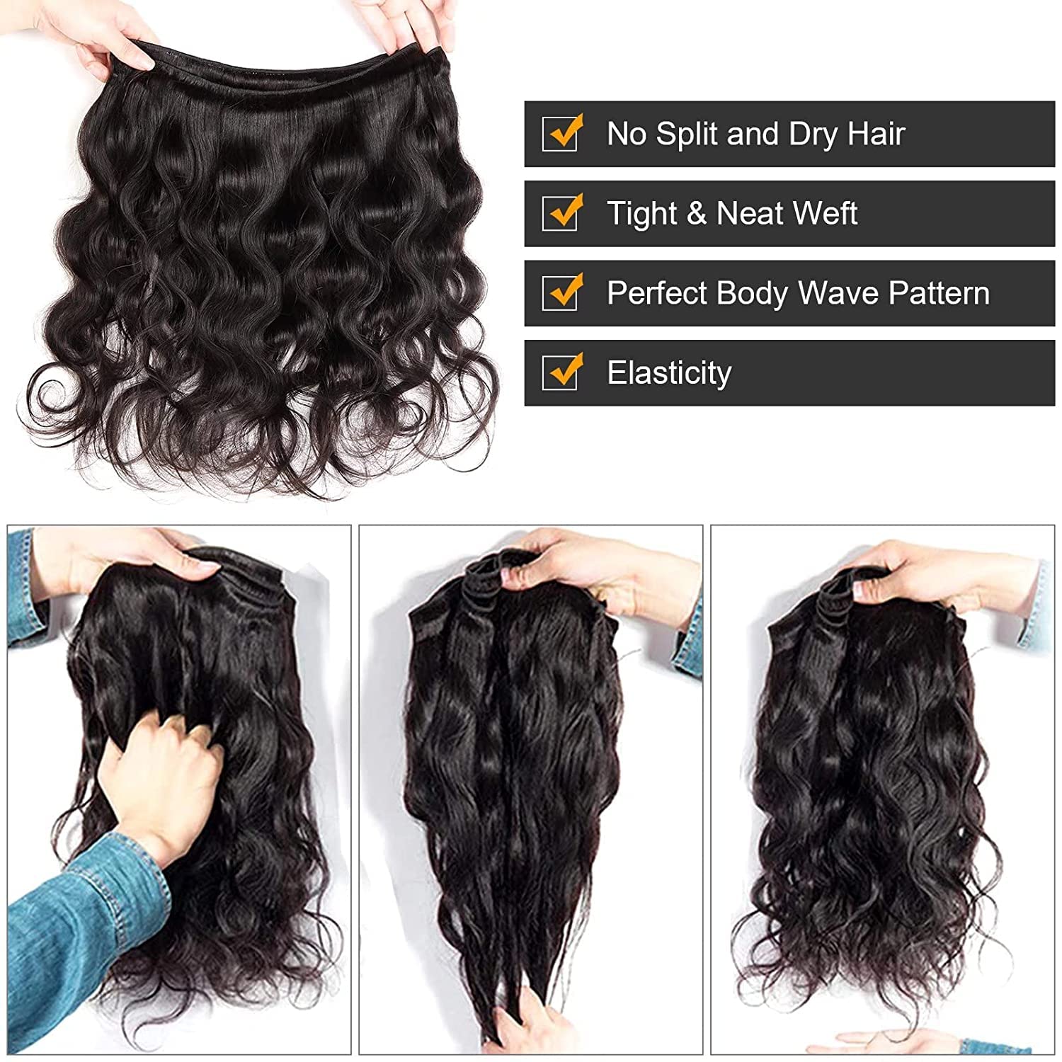 Human Hair Bundles Body Wave Bundles Human Hair 18 20 22 Inch 12A Grade 100% Unprocessed Brazilian Virgin Hair Body Wave 3 Bundles Human Hair Extensions for Black Women Natural Color - Image 4