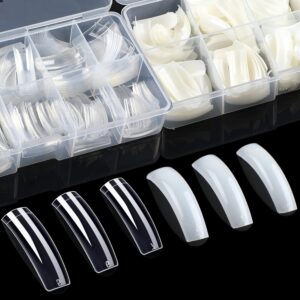 1000PCS Nail Tips Acrylic Nails 10 sizes Artificial Half Cover False Flake Nail Tips for Nail Salon Nail Shop DIY Nail Art Ballerina Nails (French Fake Nail Extension Tips)