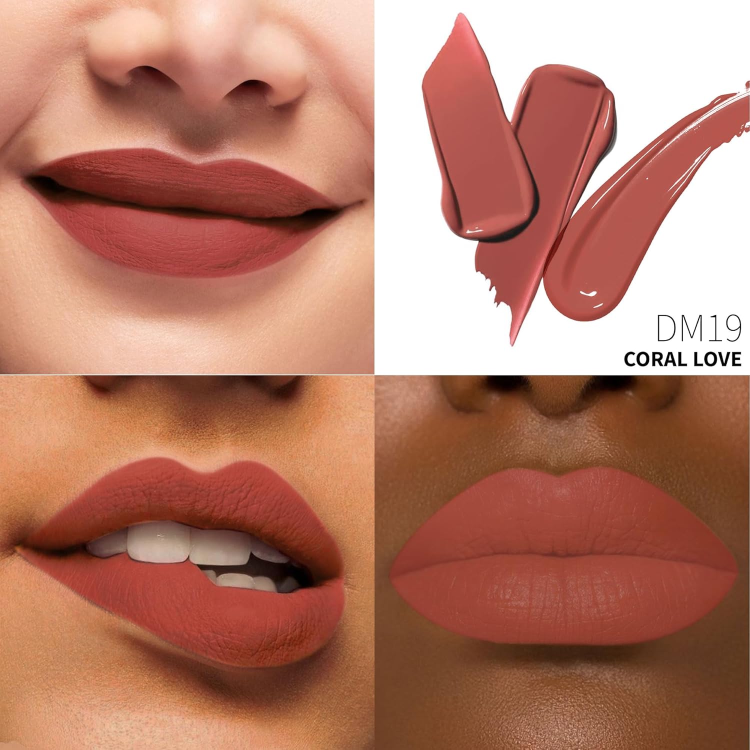 Coral Lipstick Matte for Women Super Stay Long Lasting Lipstick Smudge Proof No Transfer Liquid Lipsticks Cruelty Free Lip Makeup, DM19 Coral Nude - Image 2