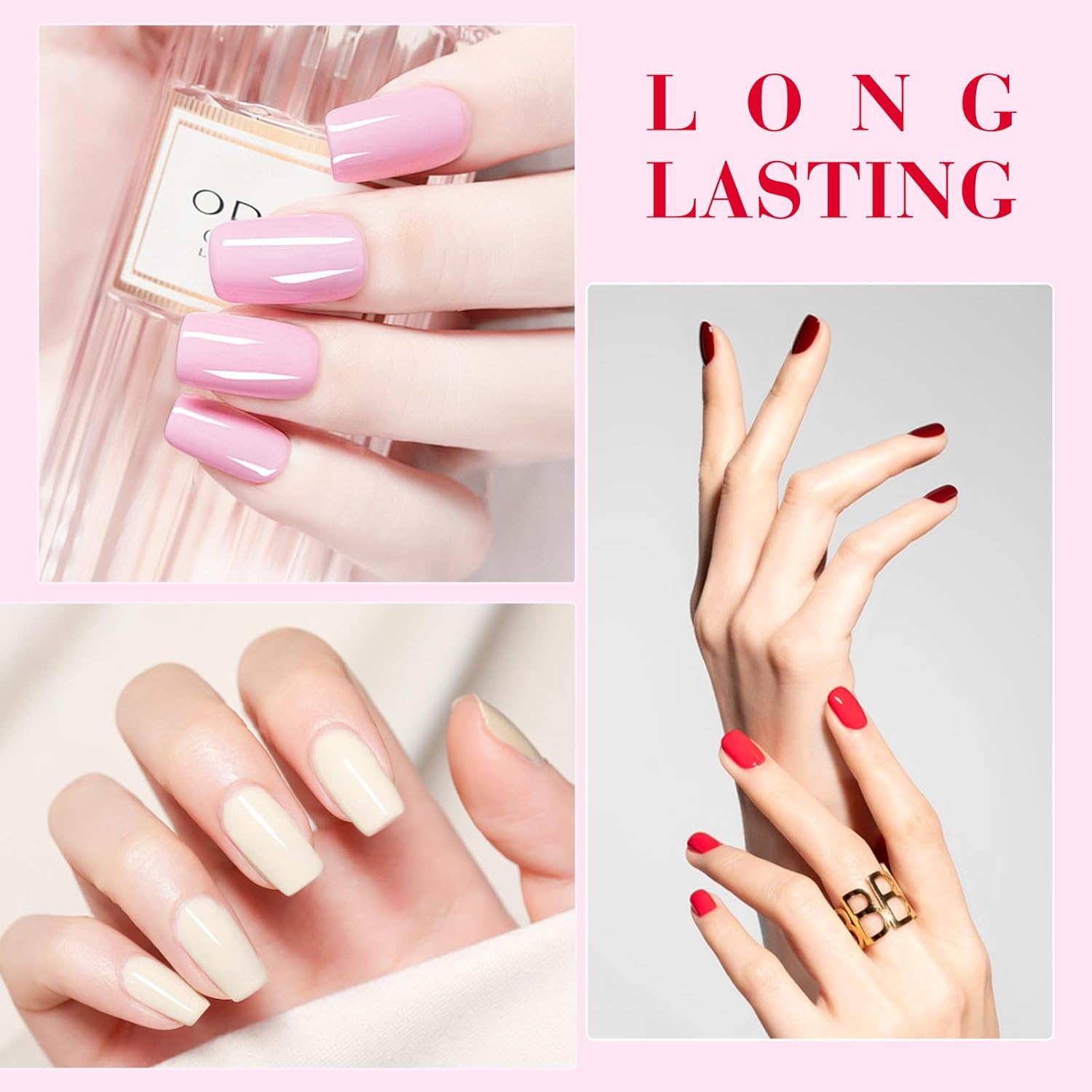 CANNI Pink Gel Nail Polish Set 6 Colors, Hot Pink Light Bright Pink Magenta Tones Craze Nail Art Design at Home DIY Soak off UV LED Manicure French Nail Salon - Image 3