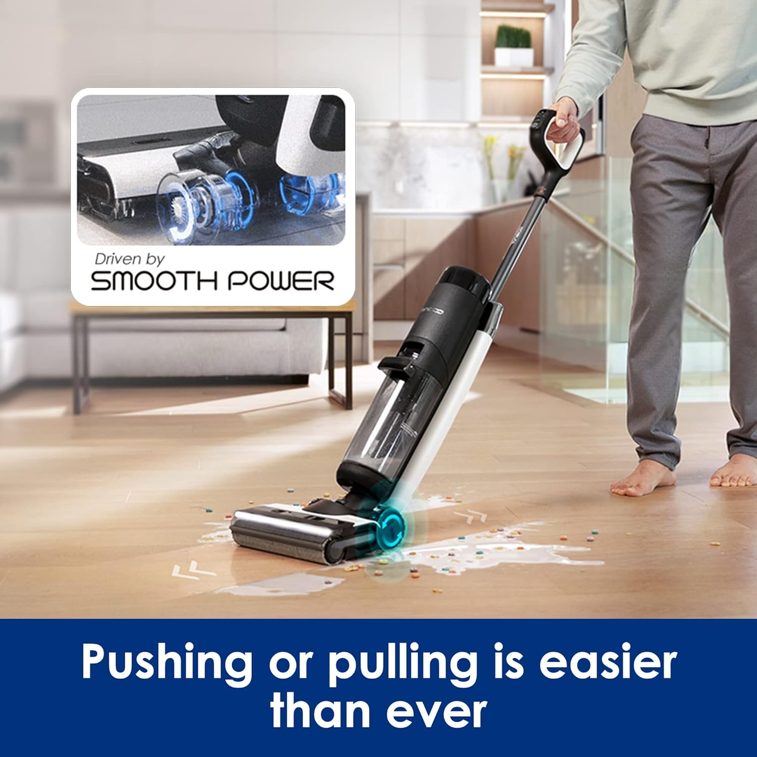 Tineco Floor ONE S7 PRO Cordless Wet Dry Vacuum Cleaner, Smart Floor Cleaner Mop for Hard Floors, Long Run Time, Dual-Sided Edge Cleaning, Self-Cleaning, Centrifugal Drying Process - Image 4