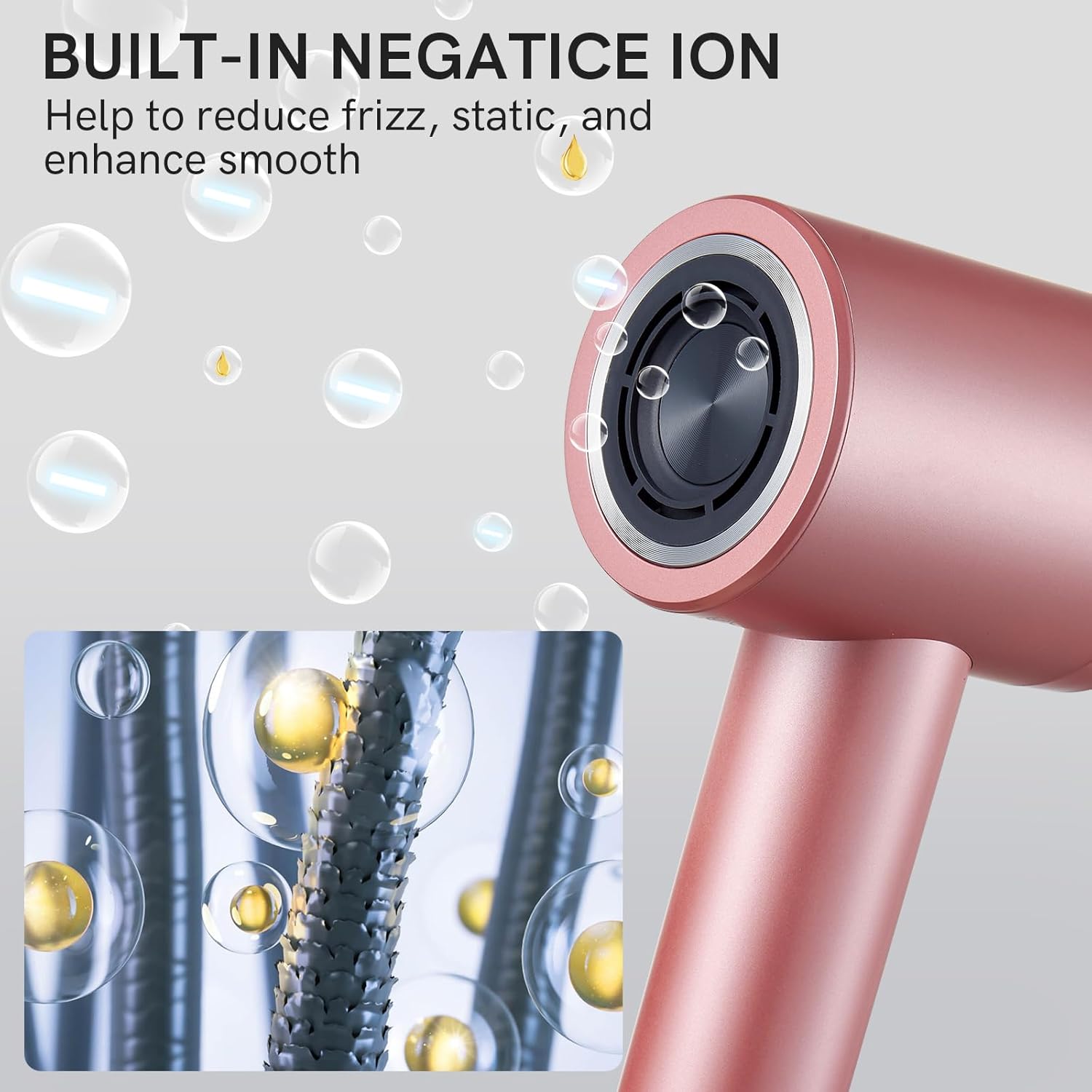 Cordless Ionic Hair Dryer with Digital Screen, 4 Mode Charging Blow Dryer with Magnetic Nozzle, Travel Hair Dryer for Women Kids Outdoor Camping Beaches (Pink) - Image 3
