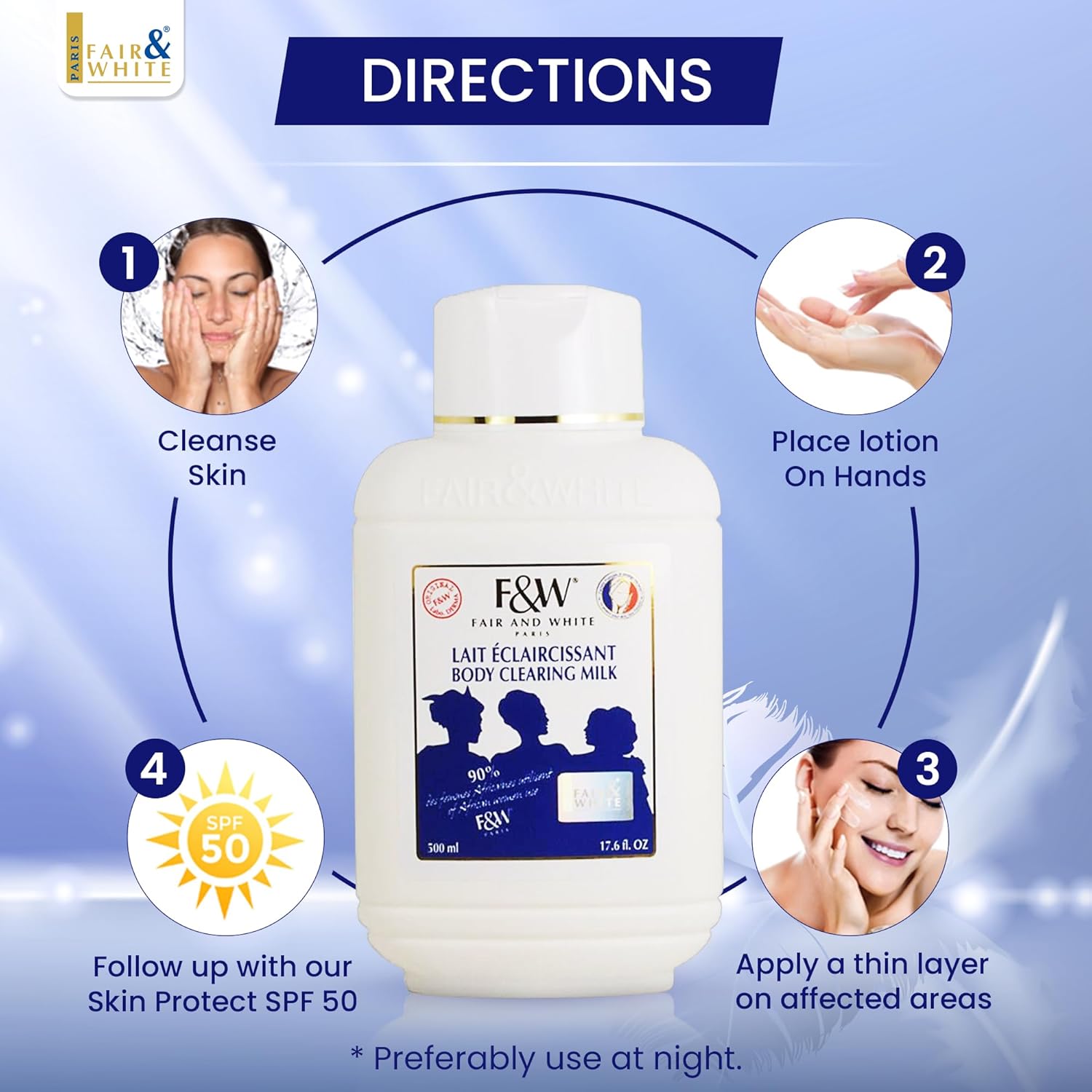 F&W Original Body Clearing Milk - 17 fl oz, Dry Skin Moisturizer for Fair Skin Tones - Image 3