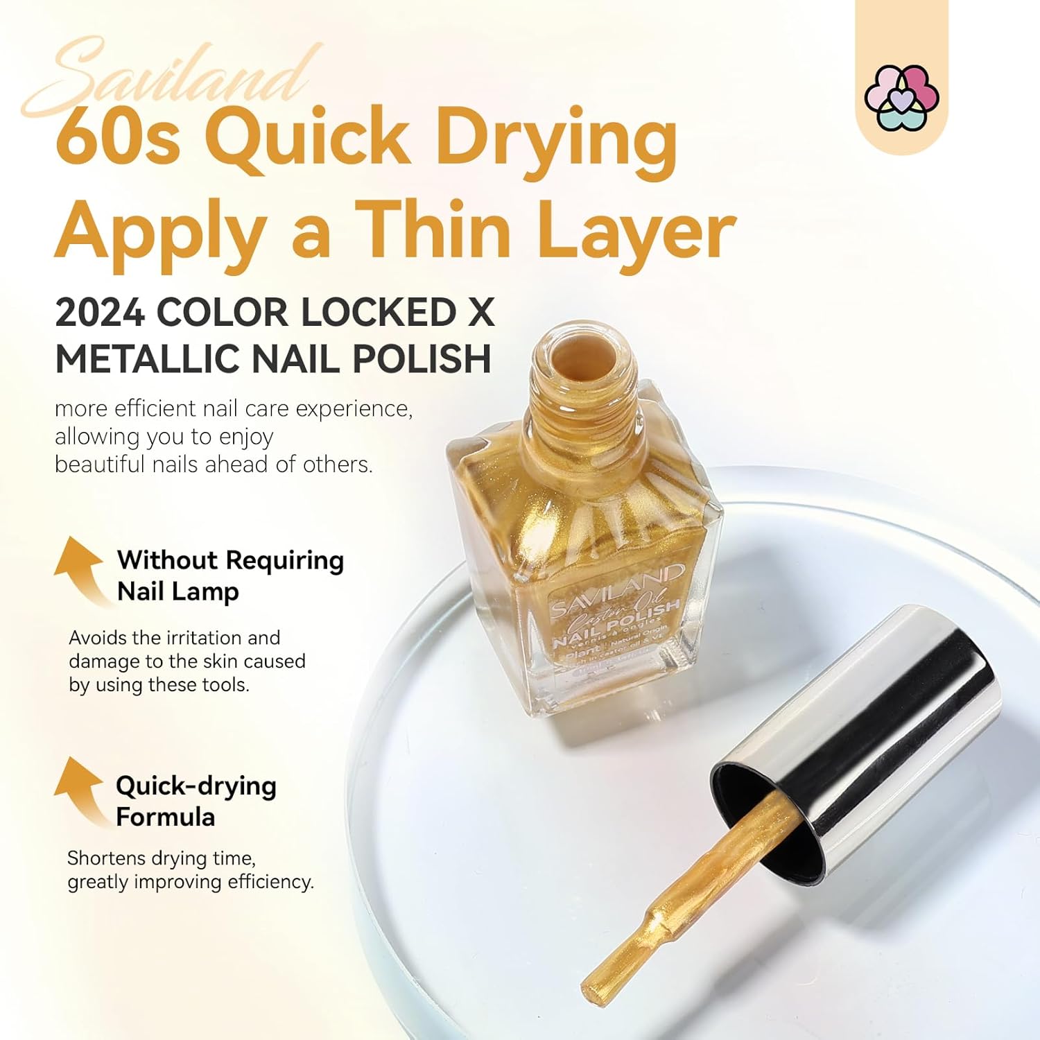 SAVILAND Gold Metallic Nail Polish: Chrome Nail Polish Air Quick Dry Nail Art Polish Bright and Shiny Fingernail Toenail Polish Bulk Nail Lacquer for Beginner DIY Manicure Art at Home Salon Women - Image 6