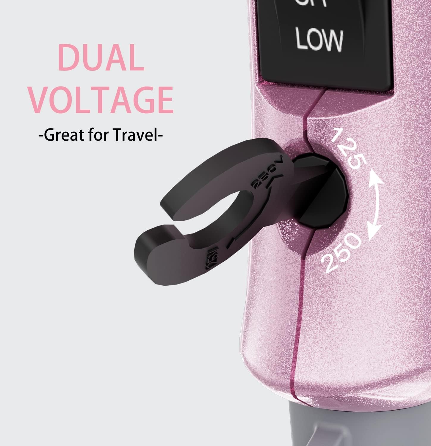 DAN Technology Pink Mini Travel Dual Voltage Hair Dryer Set with Concentrator and Diffuser - Image 4