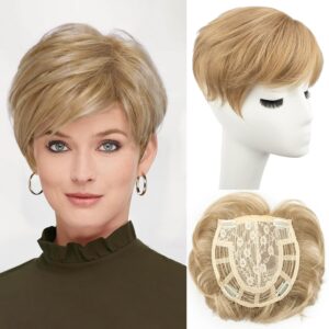 Hair Topper for Women - Short Pixie Cut Synthetic Piece for Thinning Hair - Wiglet (Blonde)