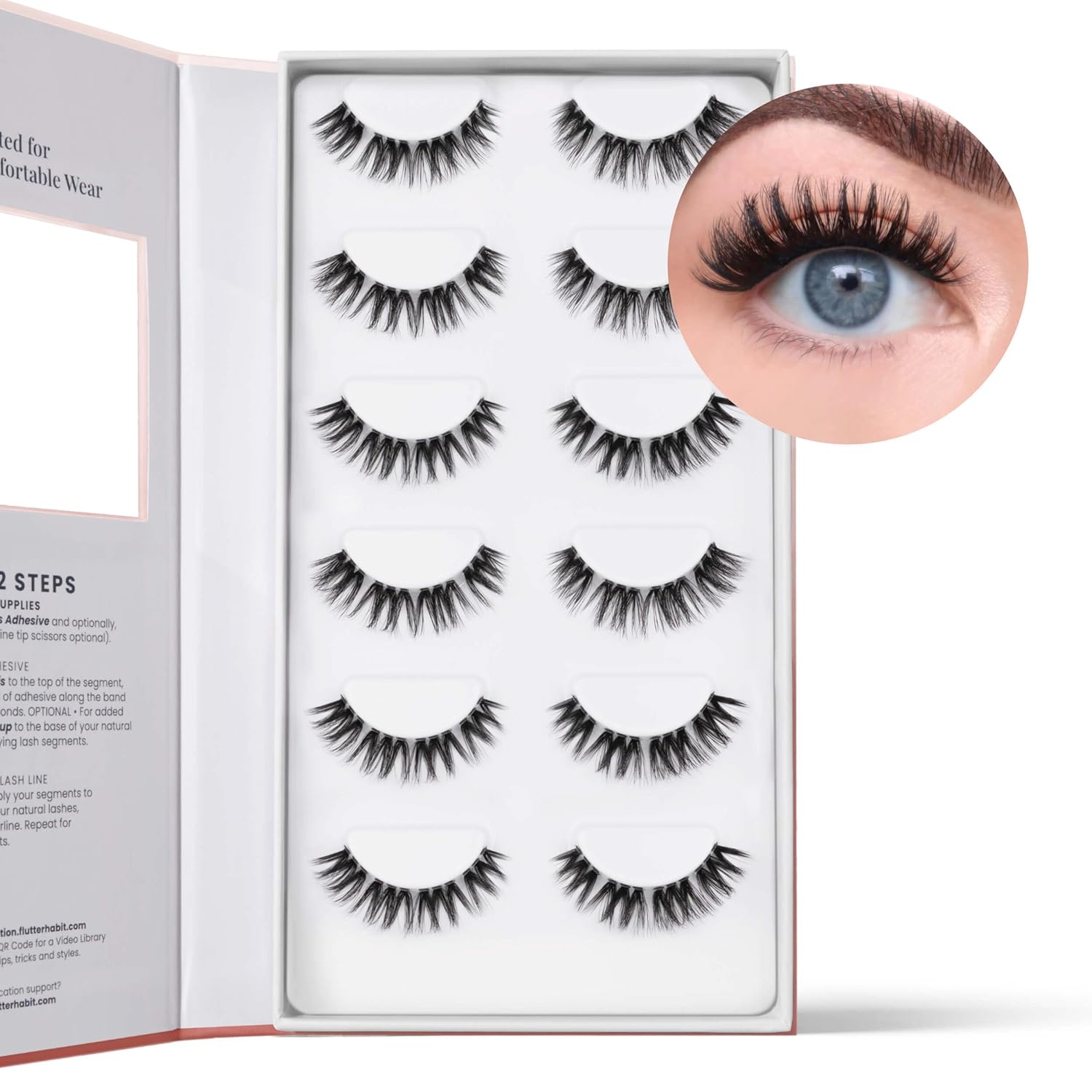 The Flirt Natural Lashes – Natural Lash Clusters for Women - Salon Quality At Home Eyelashes Extension Kit - 6 Lash Sets - No Lash Glue Included - Image 2