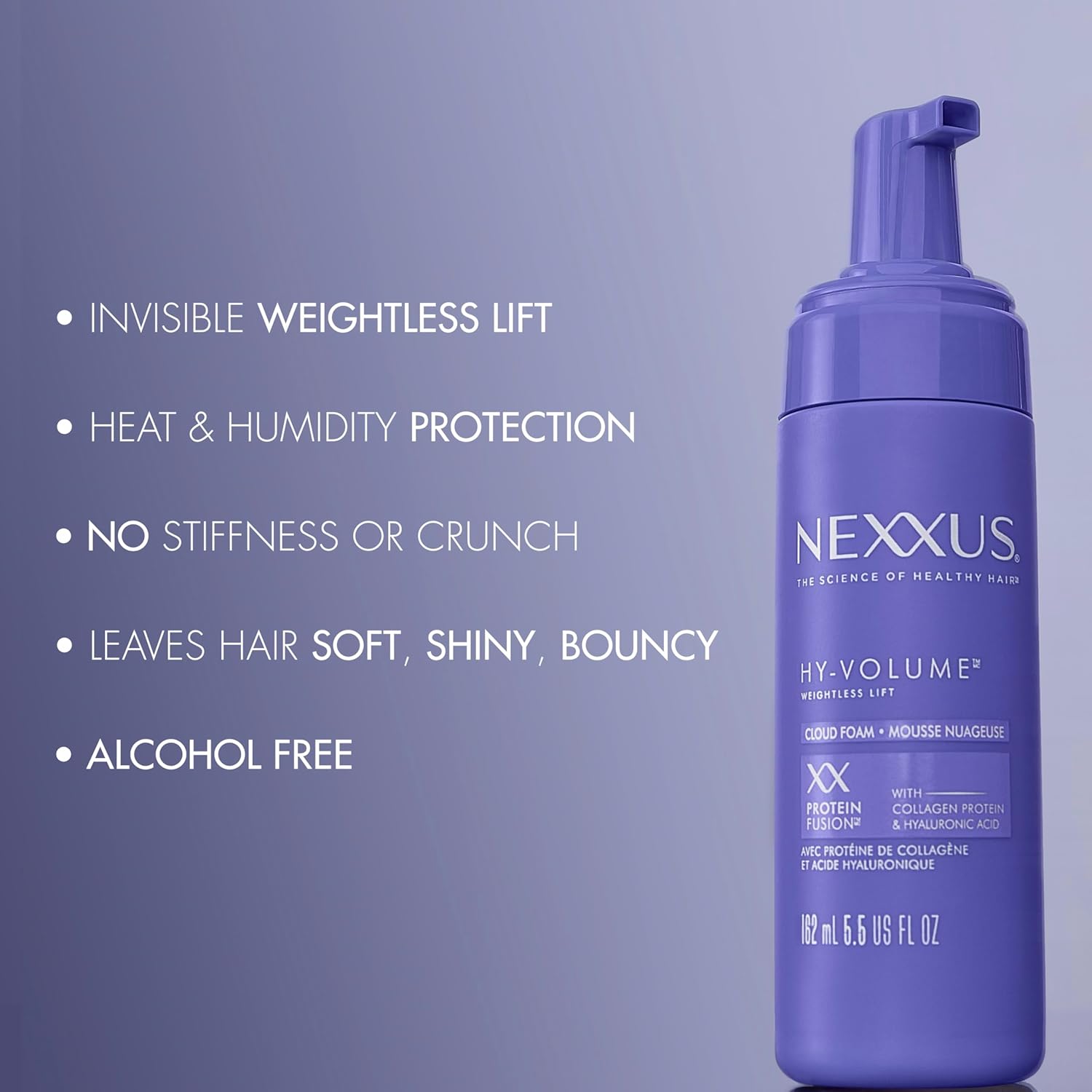 Nexxus Hy-Volume Weightless Lift Cloud Foam Treatment for Flat & Limp Hair, 48 Hours Volume, ProteinFusion with Collagen & Hyaluronic Acid, 5.5 fl oz - Image 4