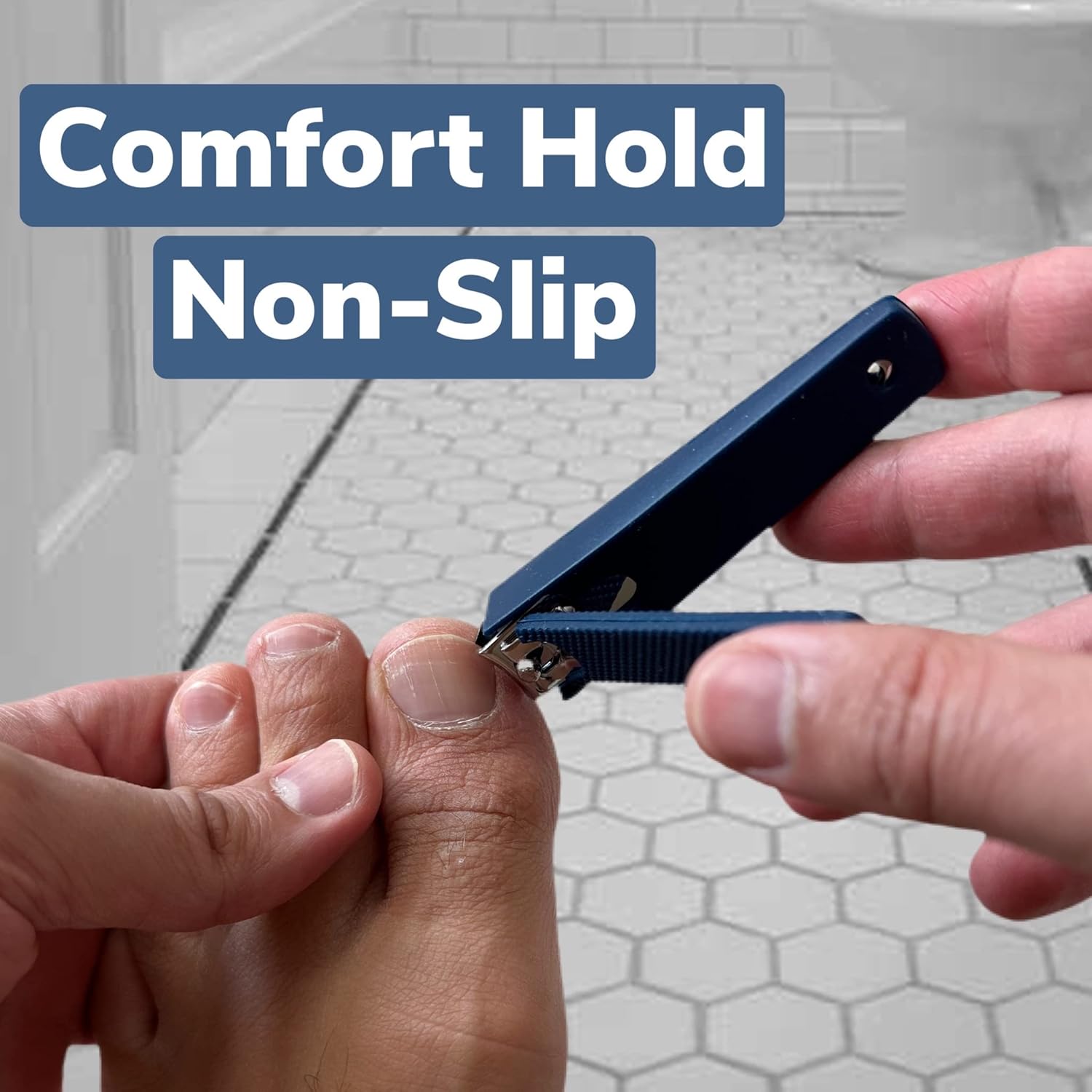 Large Navy Comfort Hold Nail Clippers with Non-Slip Grip and Built-in Catcher for Easy Use - Image 7